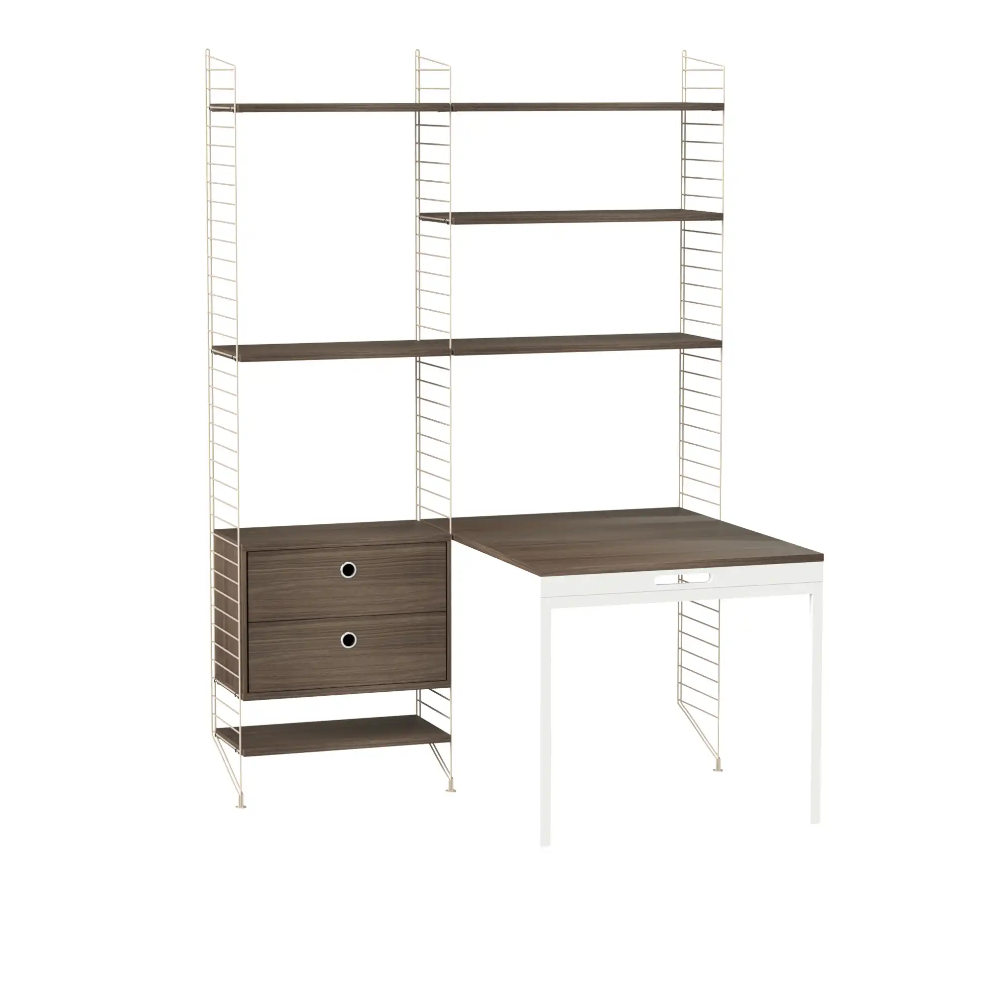 Kontor hyllsystem E valnöt/beige