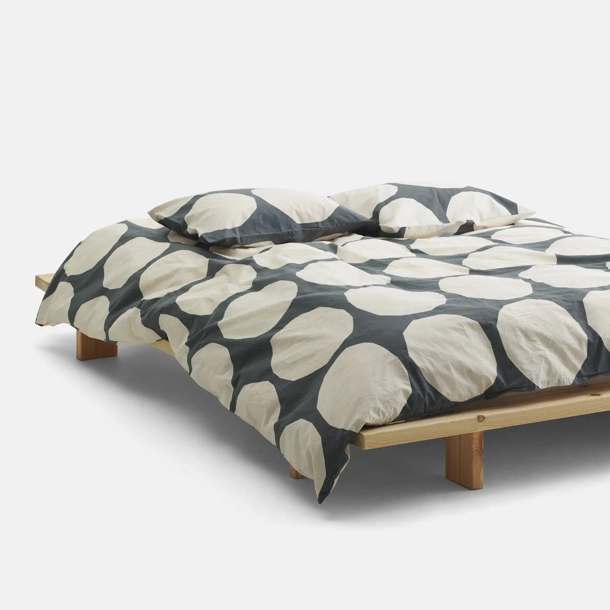 Kivet påslakan charcoal, off white