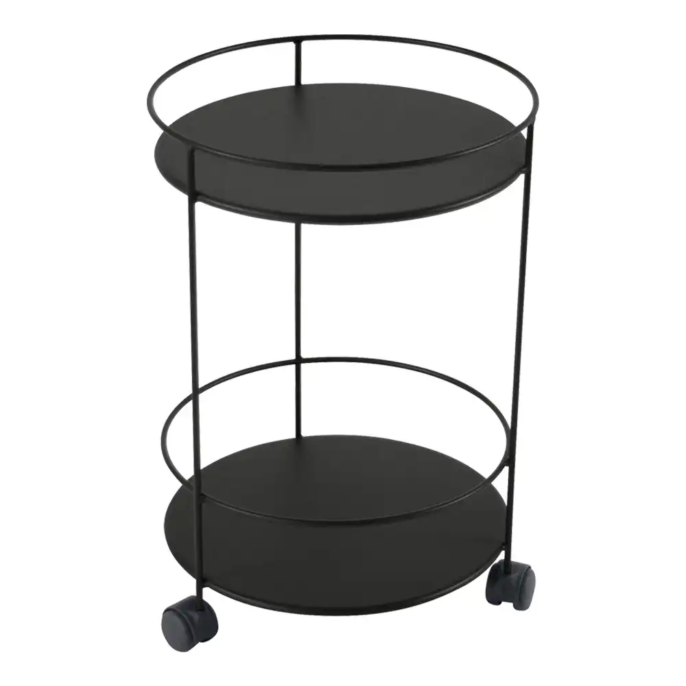 Guinguette Side Wheeled Table With Solid Double Top Liquorice 42