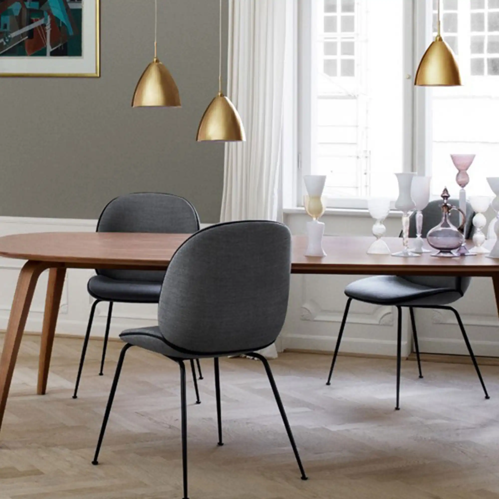 Beetle Dining Chair Conic Base Black - Fully Upholstered