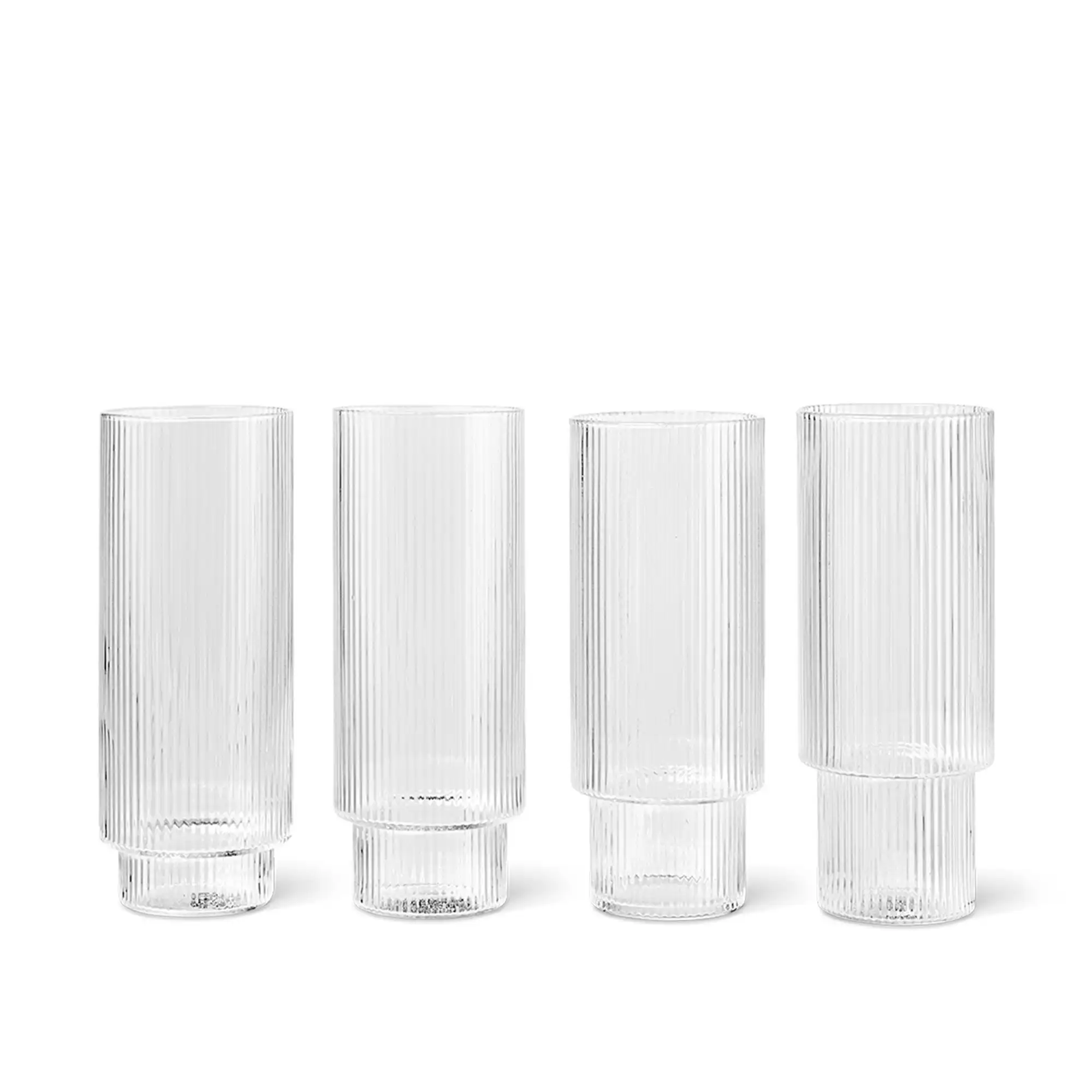 Ripple Long Drink Glass Set of 4 Clear