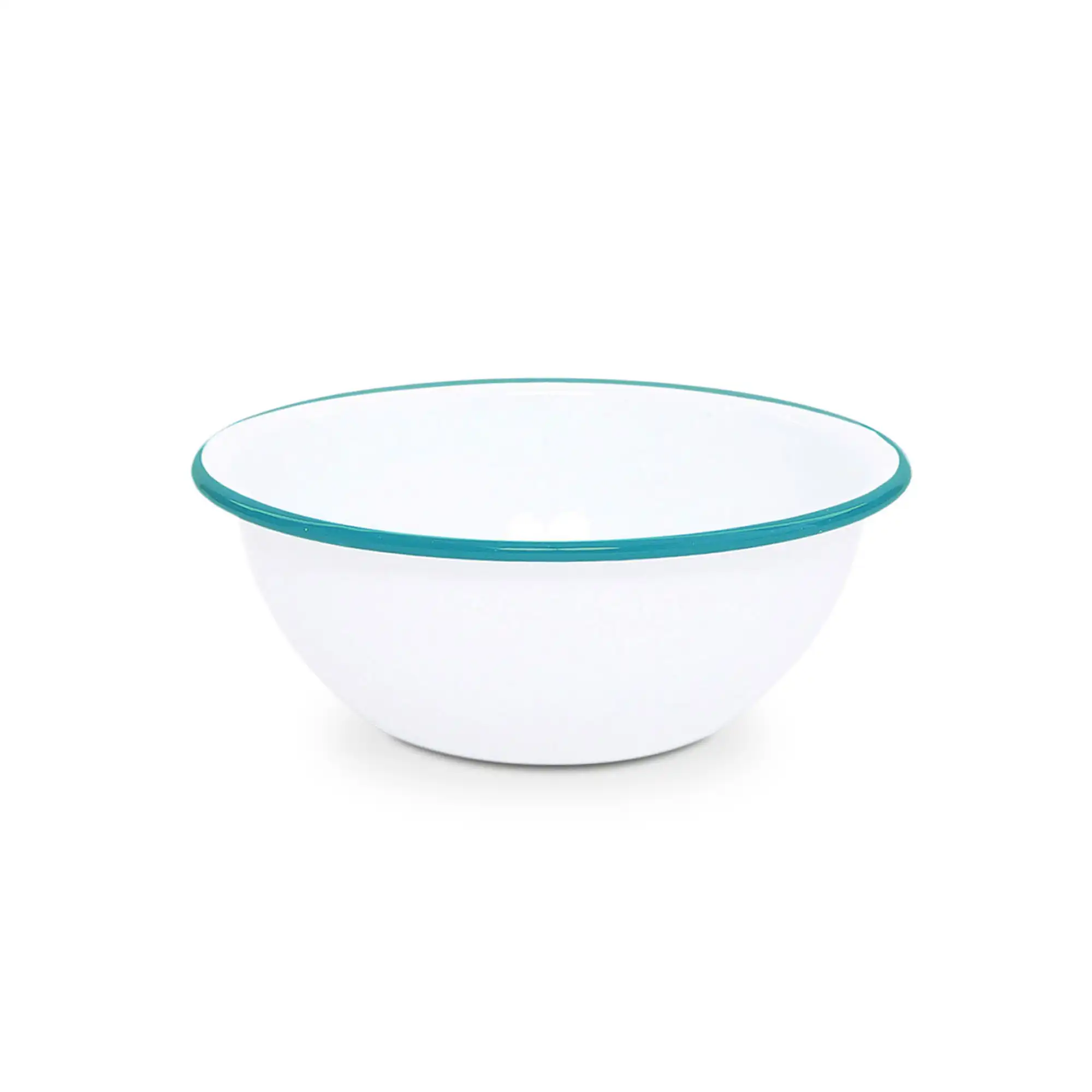 Cereal Bowl White With Turqouise Rim