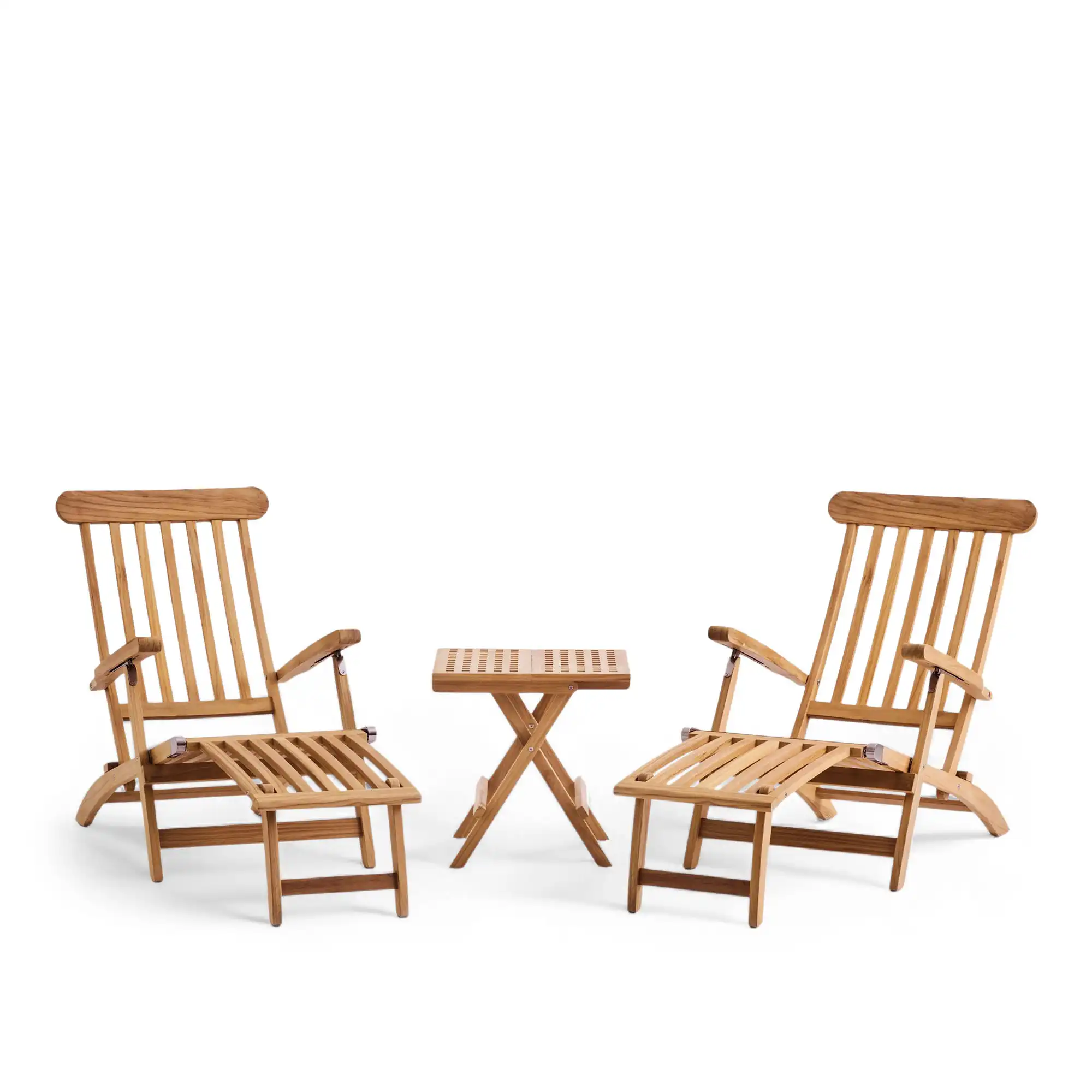Midsummer side table & 2 deck chairs
