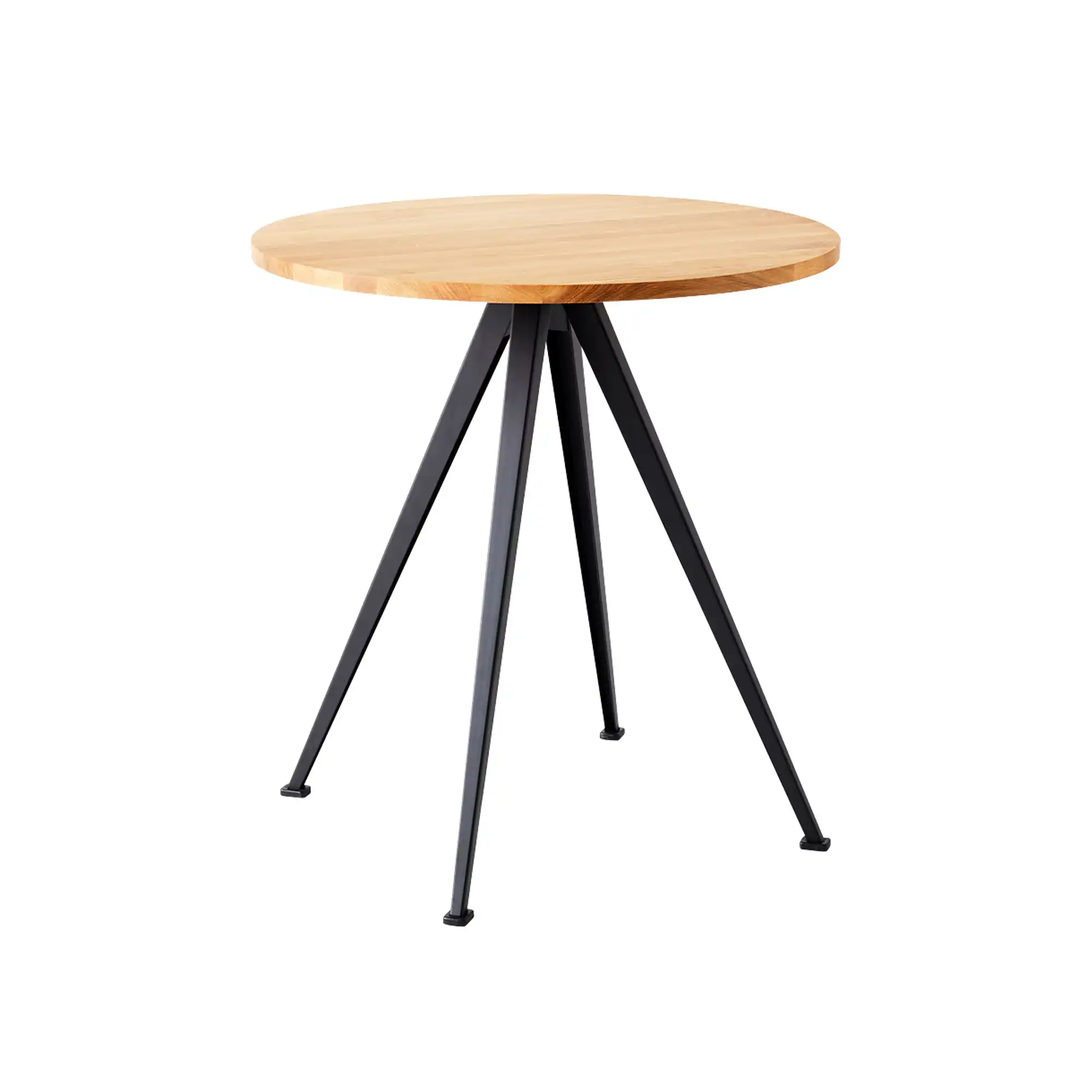 Pyramid Café Table 21 - Black Base - Oiled Oak - Ø70 cm