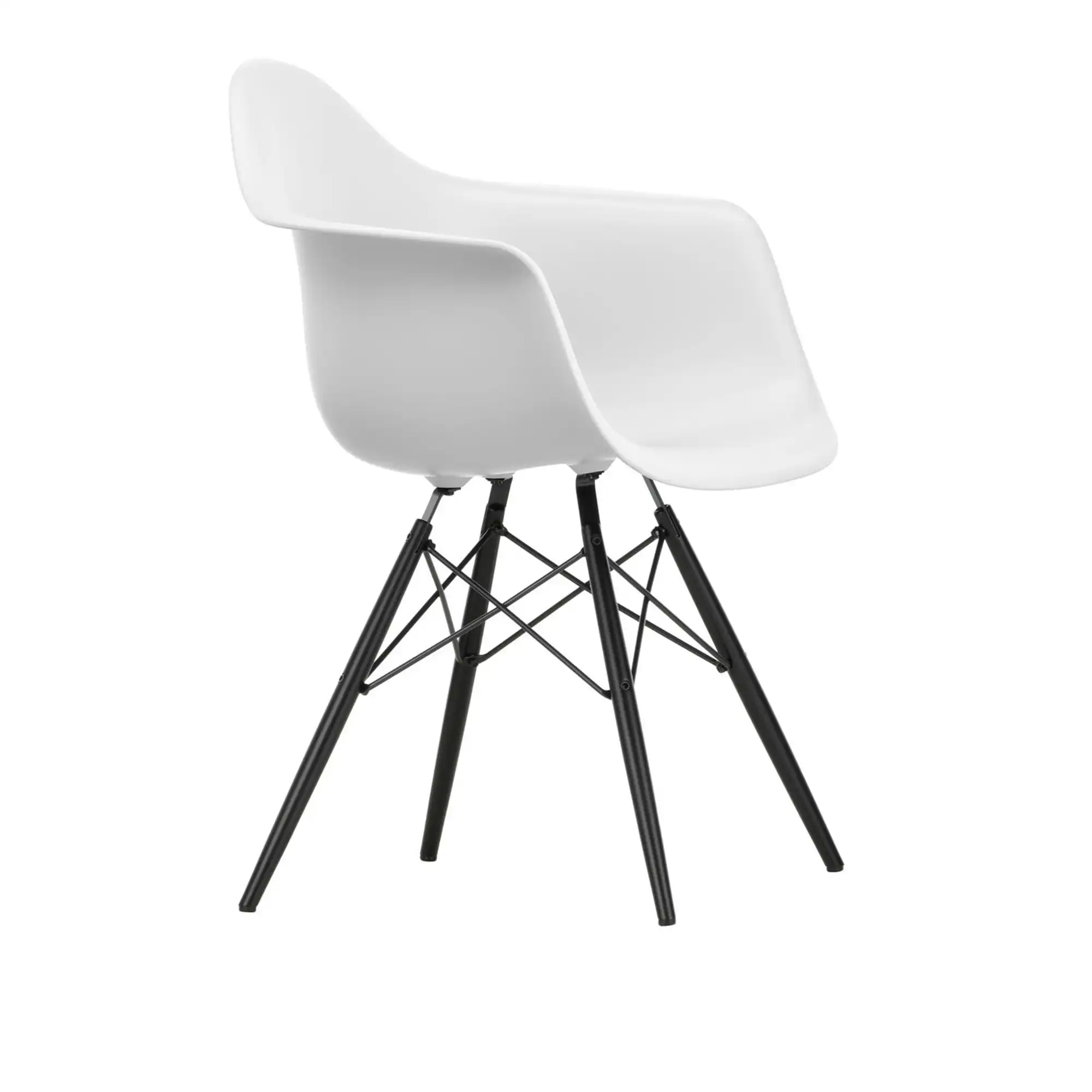 Eames RE Plastic Armchair DAW 85 Cotton White, Black Maple