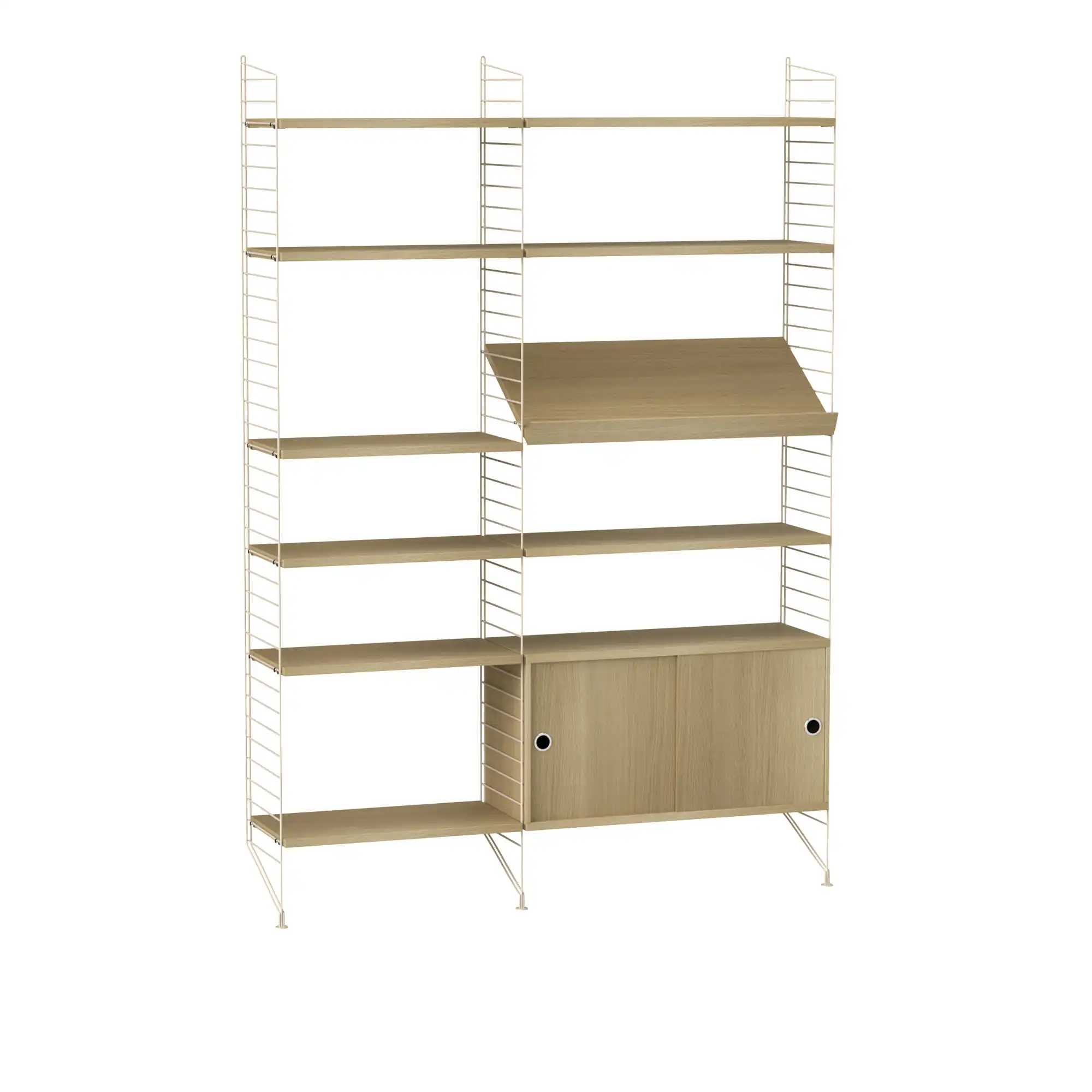 Vardagsrum hyllsystem H ek/beige