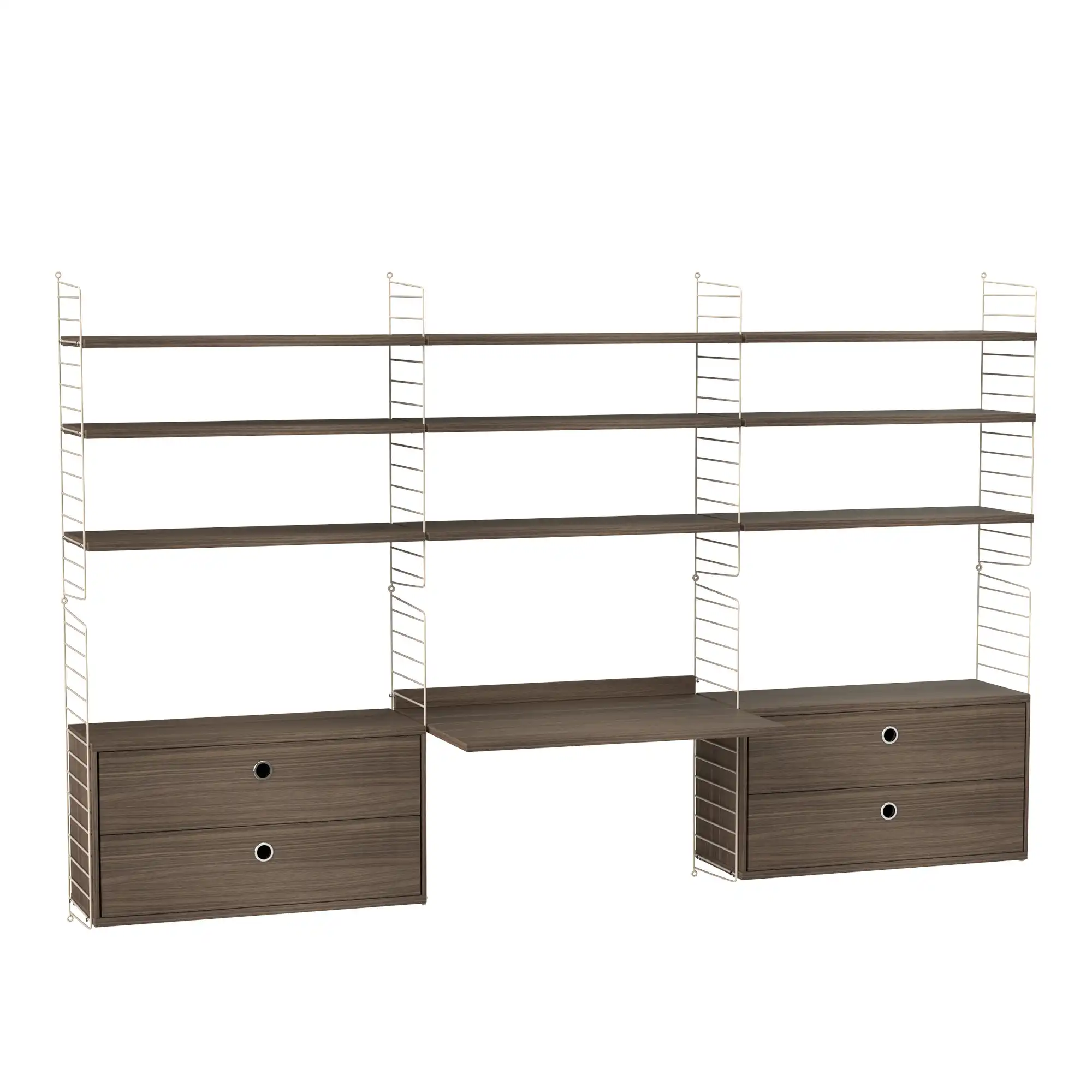 Kontor hyllsystem F valnöt/beige