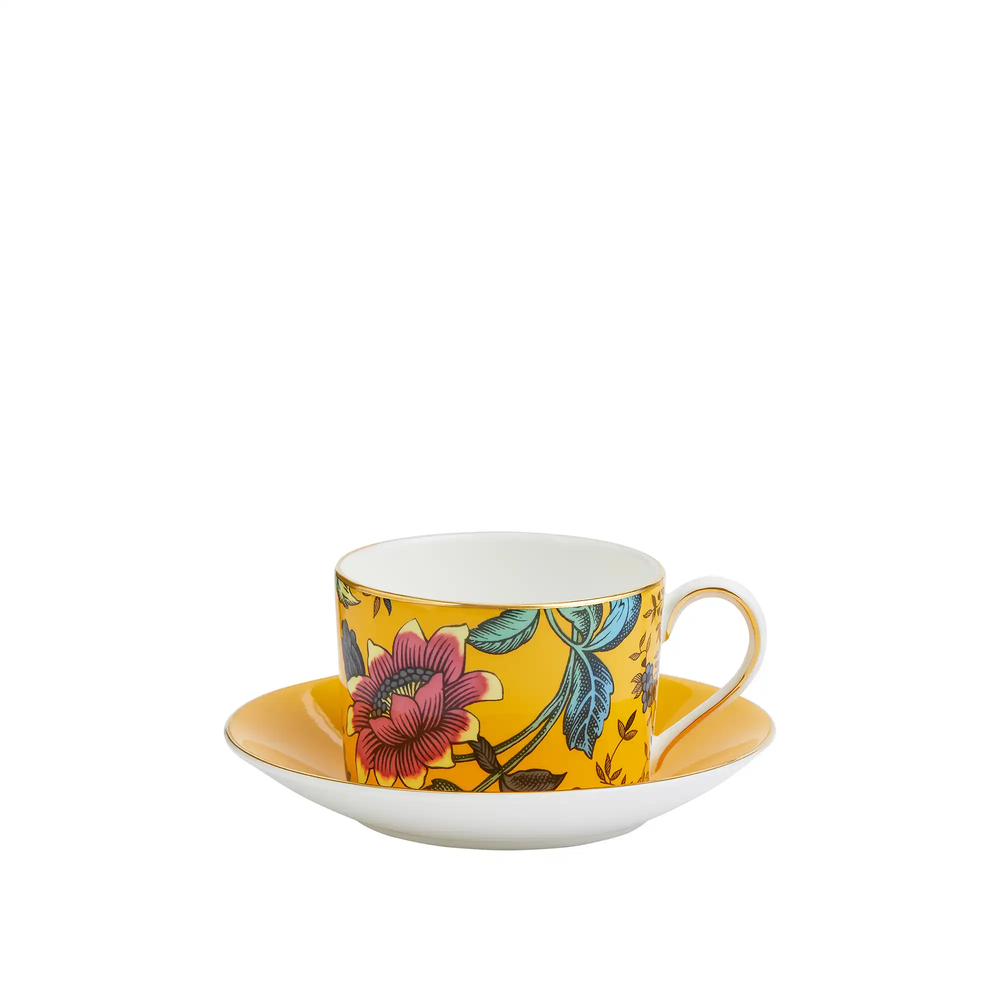 Wonderlust Yellow Tonquin Teacup  Saucer