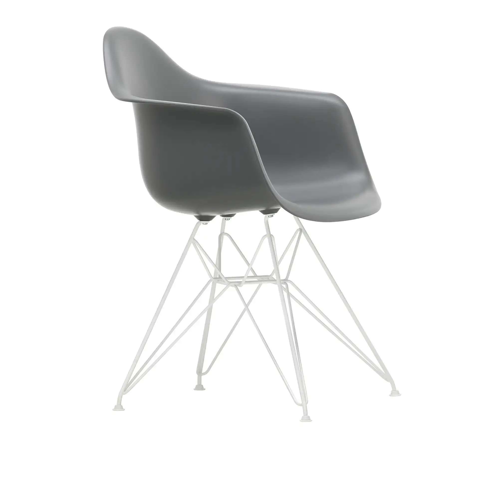 Eames Plastic Armchair DAR - 56 Granite Grey - White Base