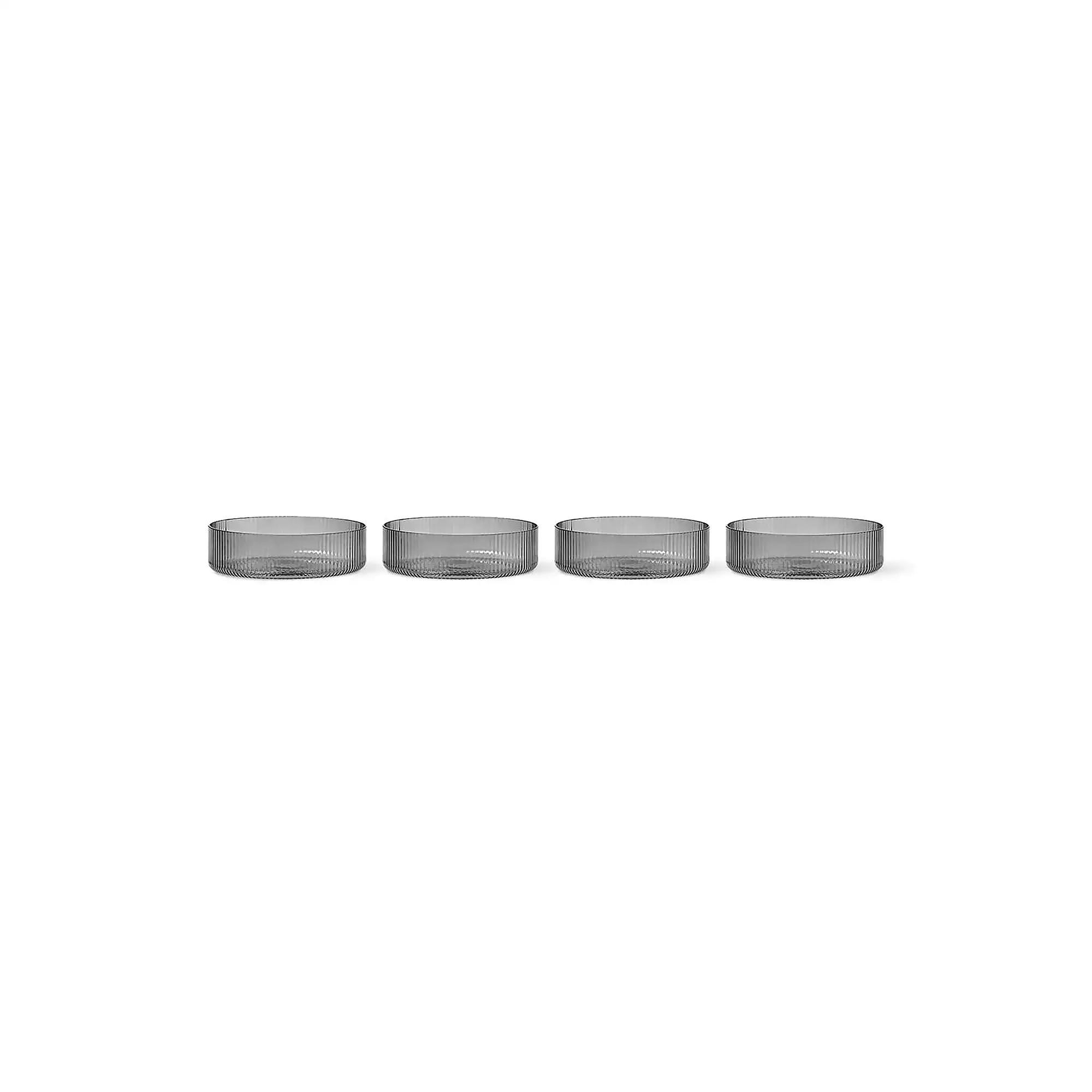 Ripple Serving Bowls - Set Of 4 - Smoked Grey