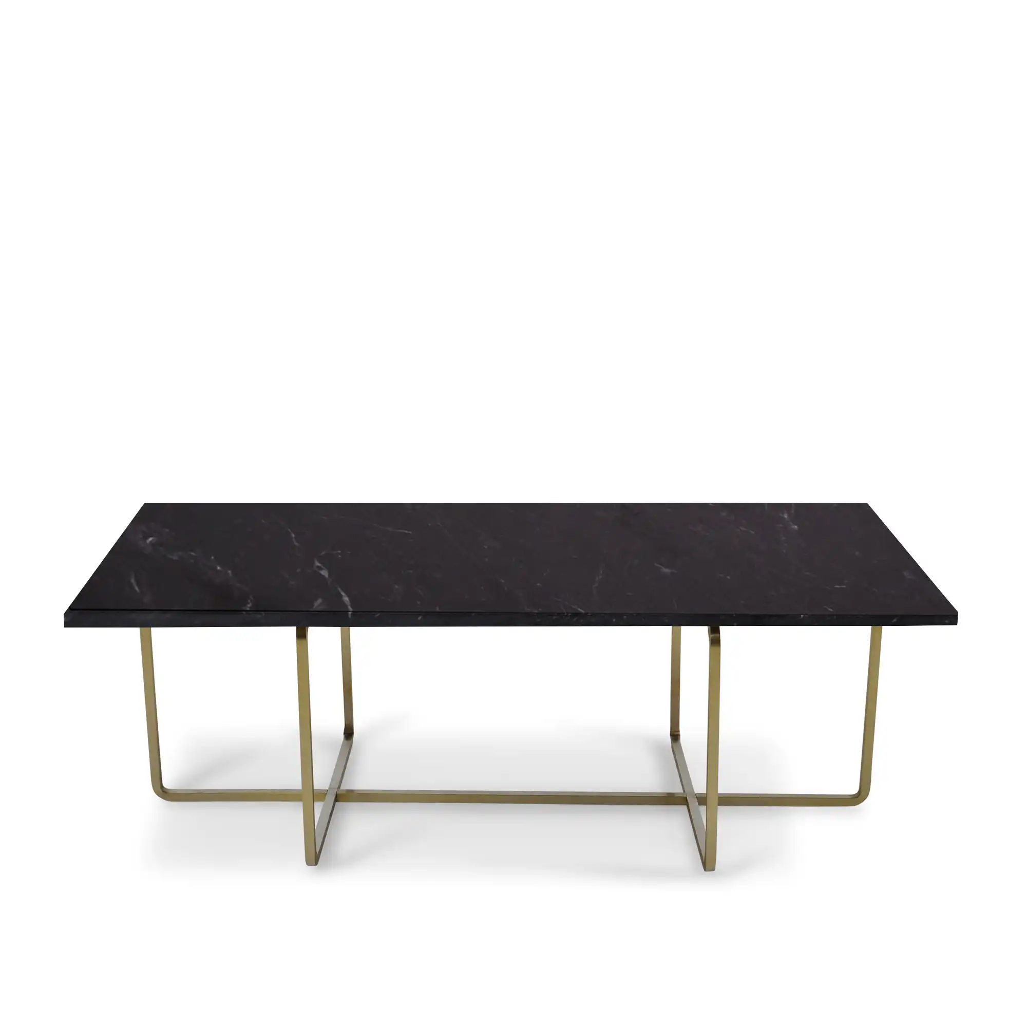 Ninety Table High, Brass Frame, Top: Black Marble