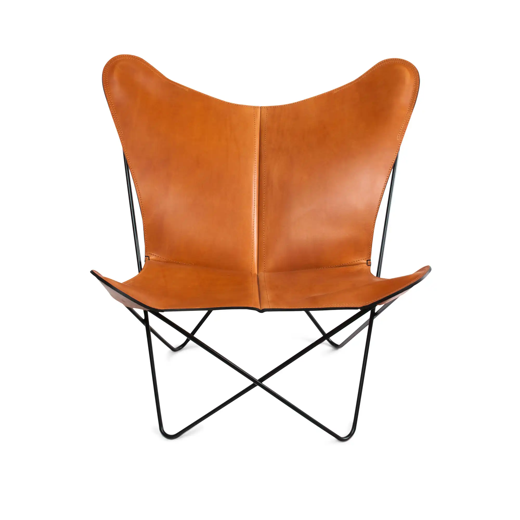 Trifolium Chair Black Steel Frame Leather Hazelnut