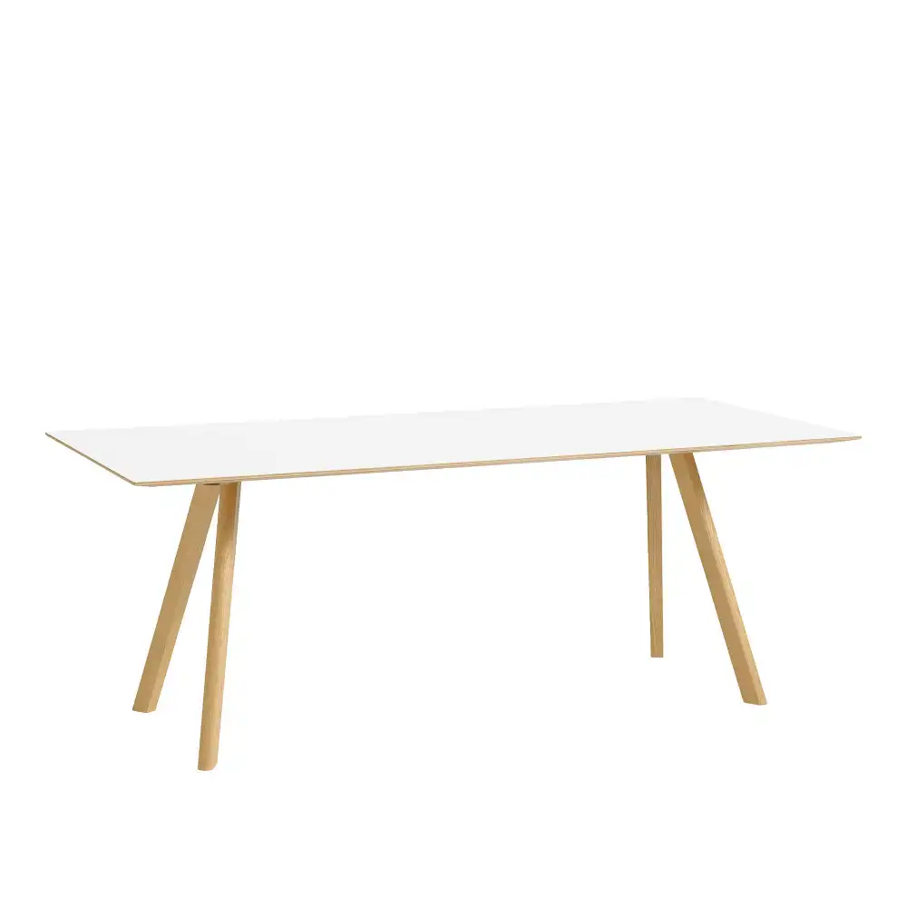 CPH30 2.0 Table Lacquered Oak Frame L200 X W90 X H74 White Laminate Tabletop Lacquered Edge