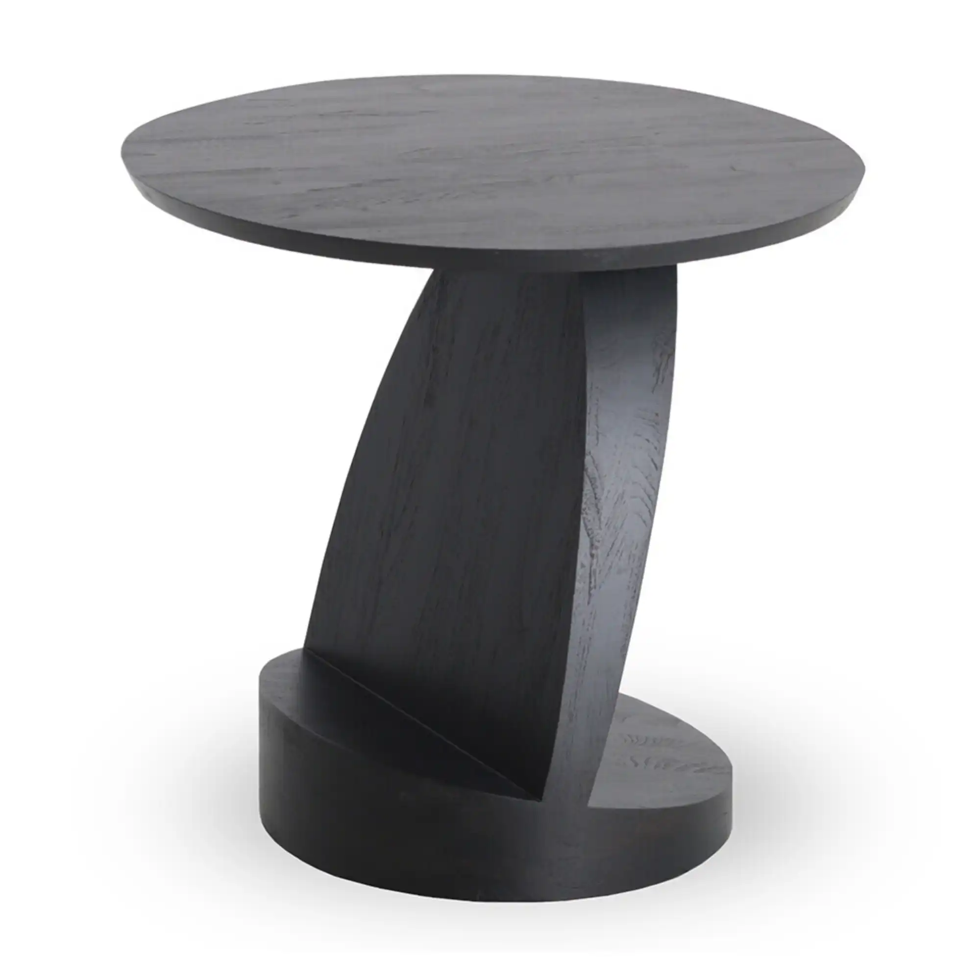 Teak Oblic Black Side Table