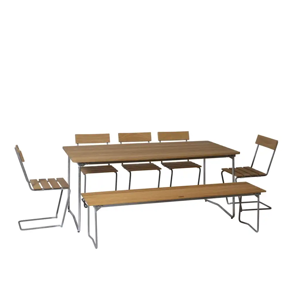 Klassikerserien matgrupp B31 bord, bänk 9 & 5 st stol 1