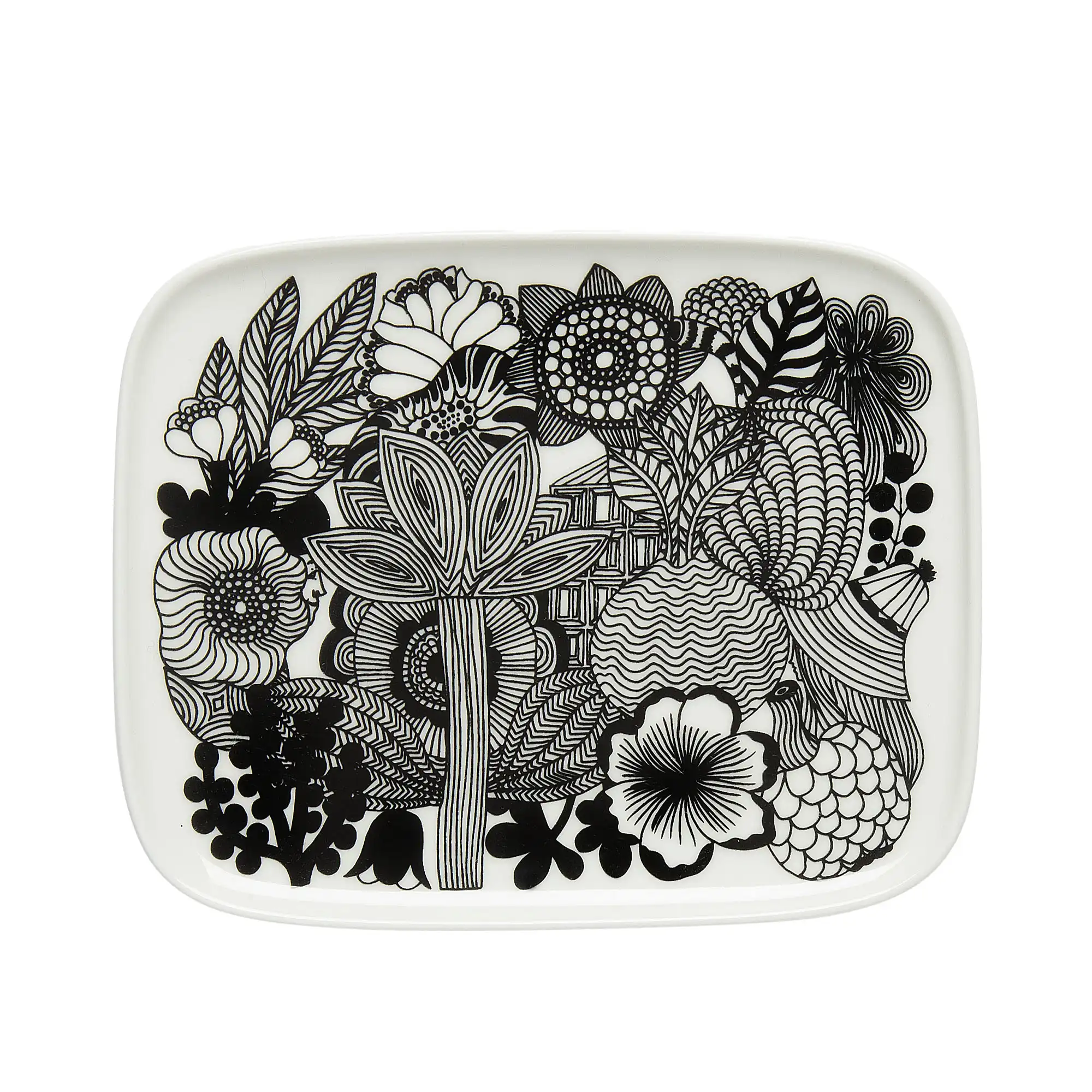 Siirtolapuutarha Plate 15x12 cm, White, Black