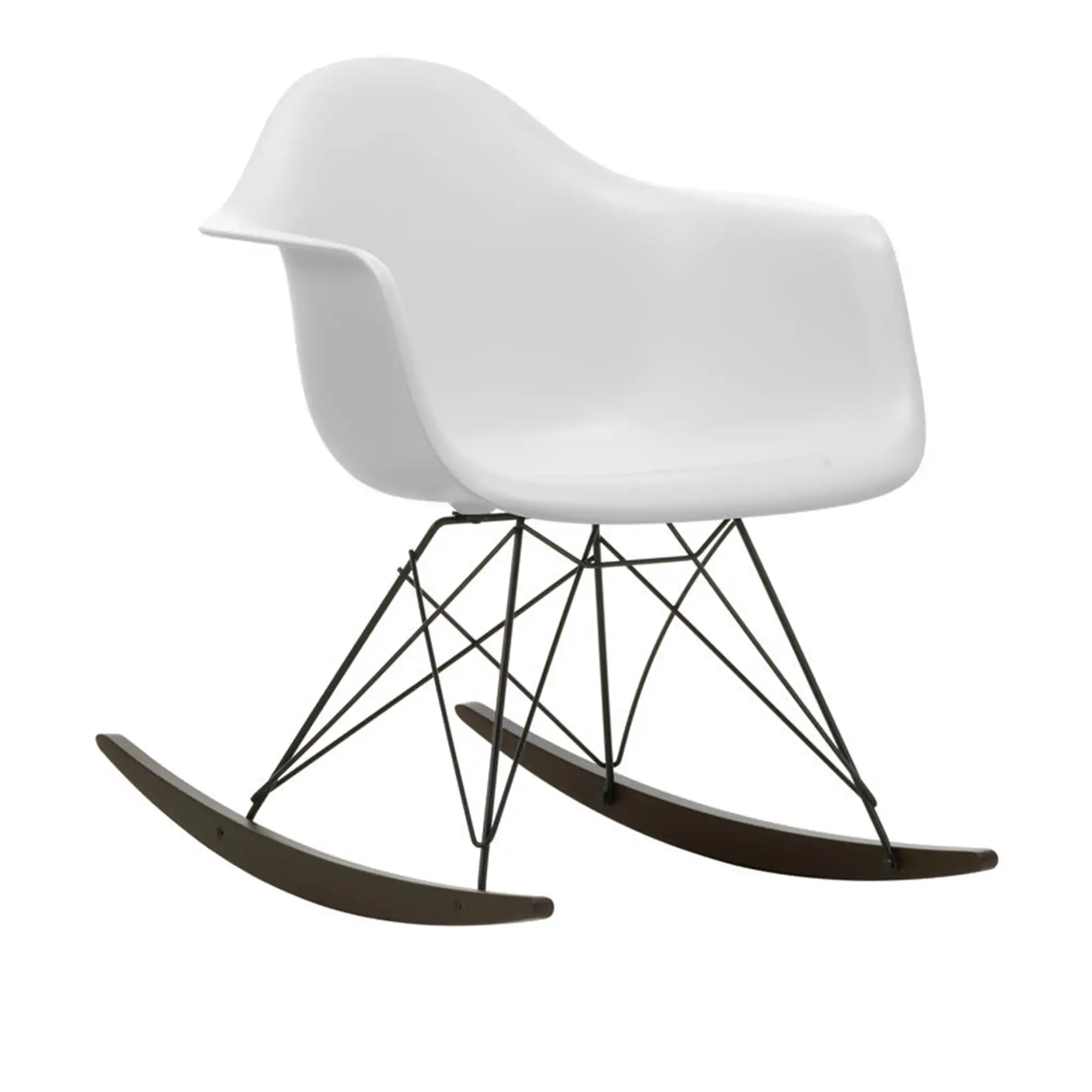 Eames RE Plastic Armchair RAR 85 Cotton White, Basic Dark Base, Dark Maple