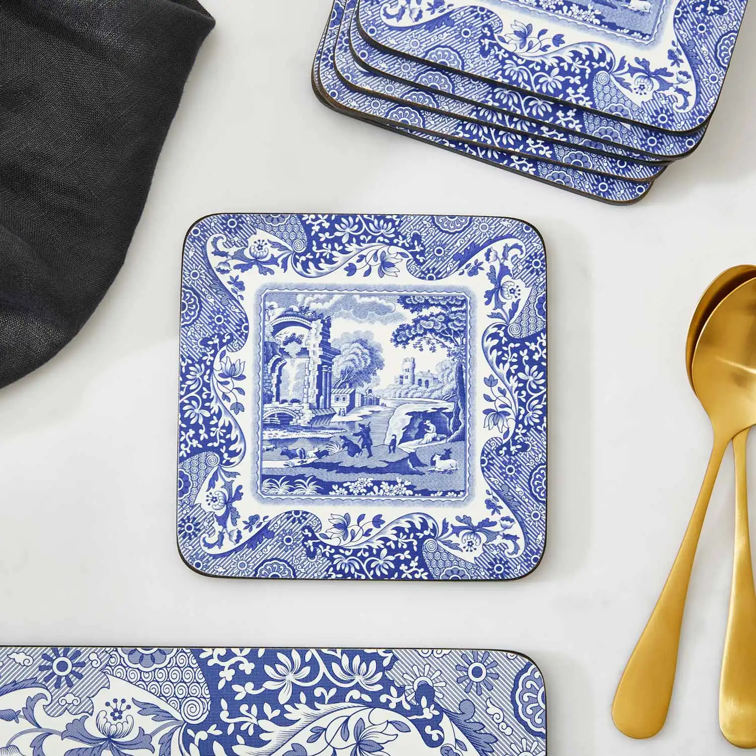 Blue italian glasunderlägg  6-pack