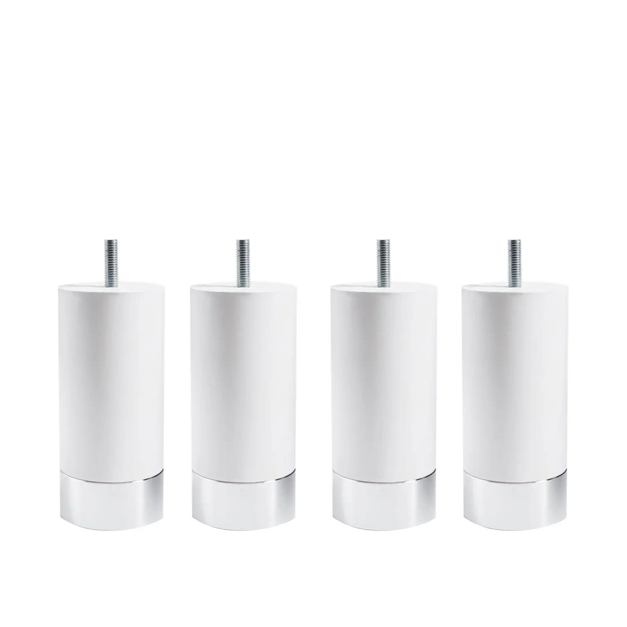 Cylinder Sängben Vit med Alu. 4-pack