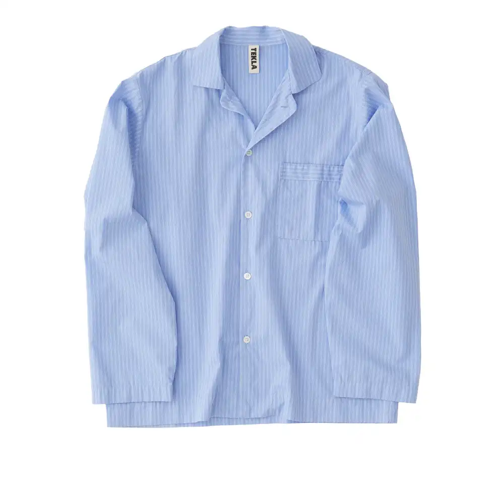 Poplin Pyjamas Shirt - Blue Pin Stripes - XL