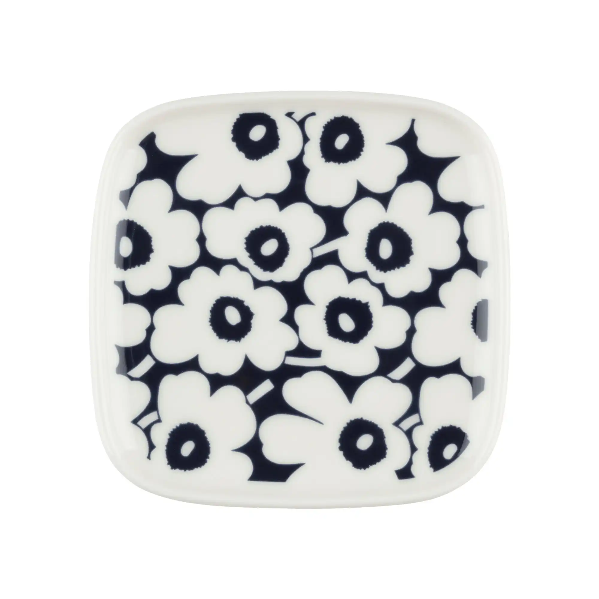 Pikkuinen Unikko Plate 10x10 Dark Blue, White