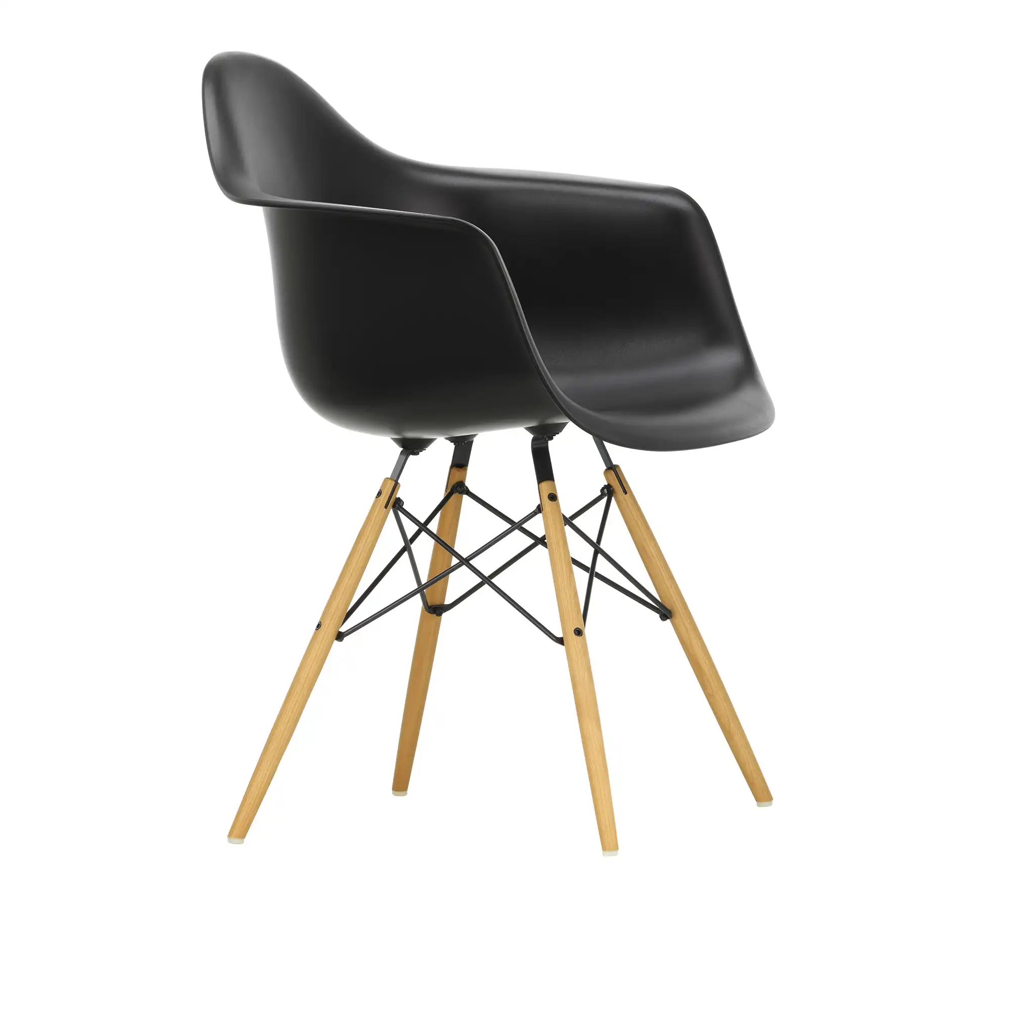 Eames Plastic Armchair DAW - 12 Deep Black - Ash Honey Tone
