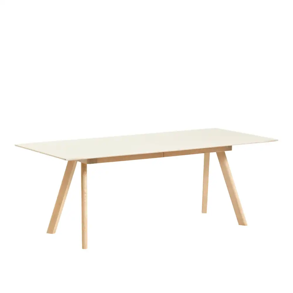 CPH30 2.0 Extendable Table Lacquered Oak Frame L200 X W90 X H74  Off-White Linoleum Tabletop Lacquered Edge