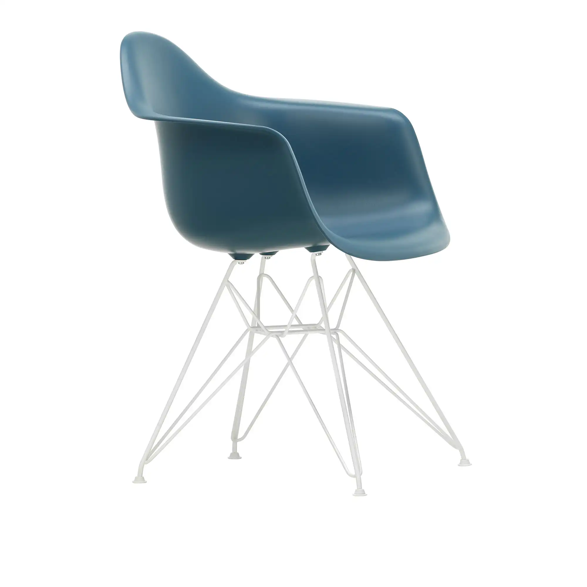 Eames Plastic Armchair DAR - 83 Sea Blue - White Base