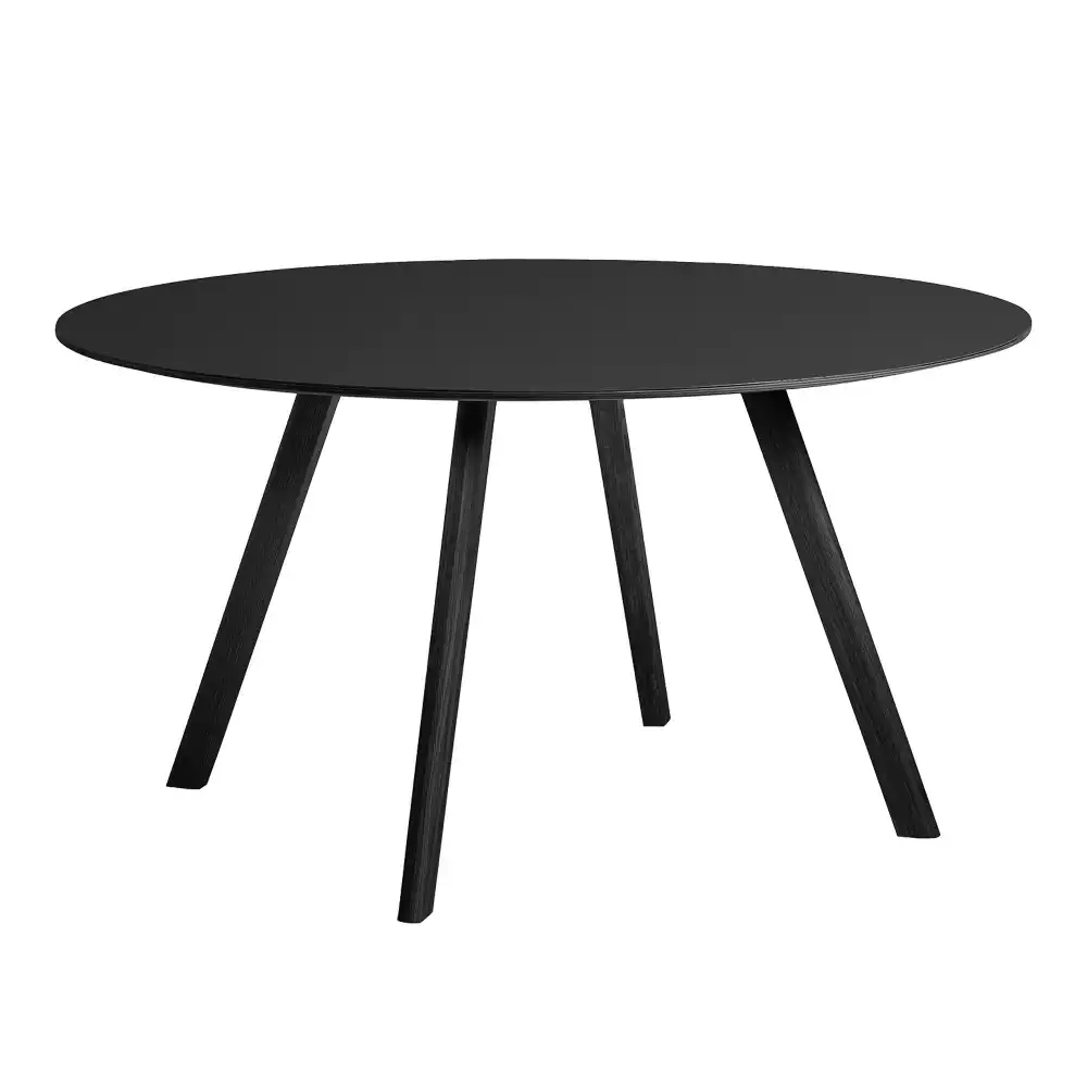 CPH25 2.0 Table Black Lacquered Oak Frame Ø140 X H74  Black Laminate Tabletop Black Lacquered Edge