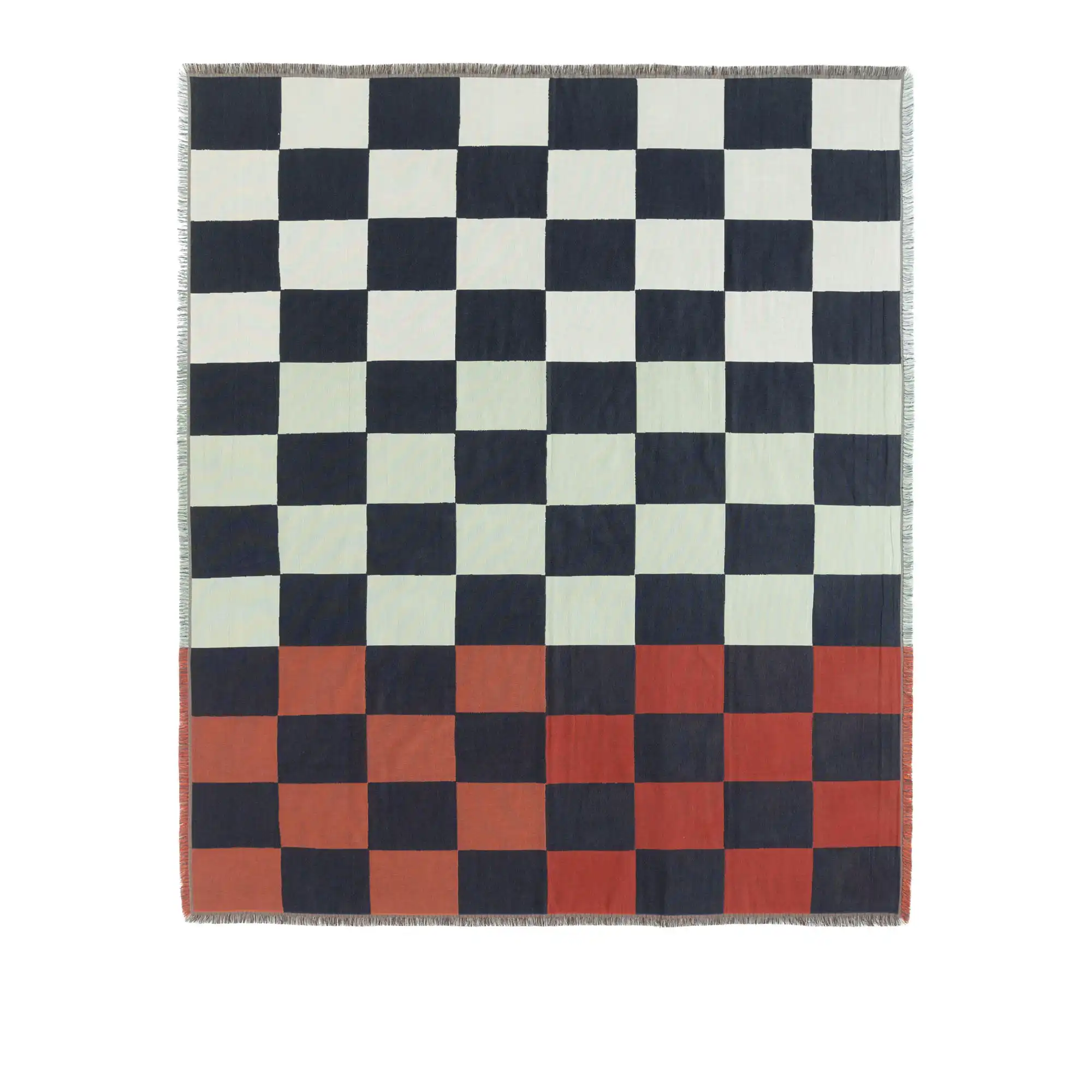 Kukko ja kana pläd 130x170 cm off white, dark blue, orange red