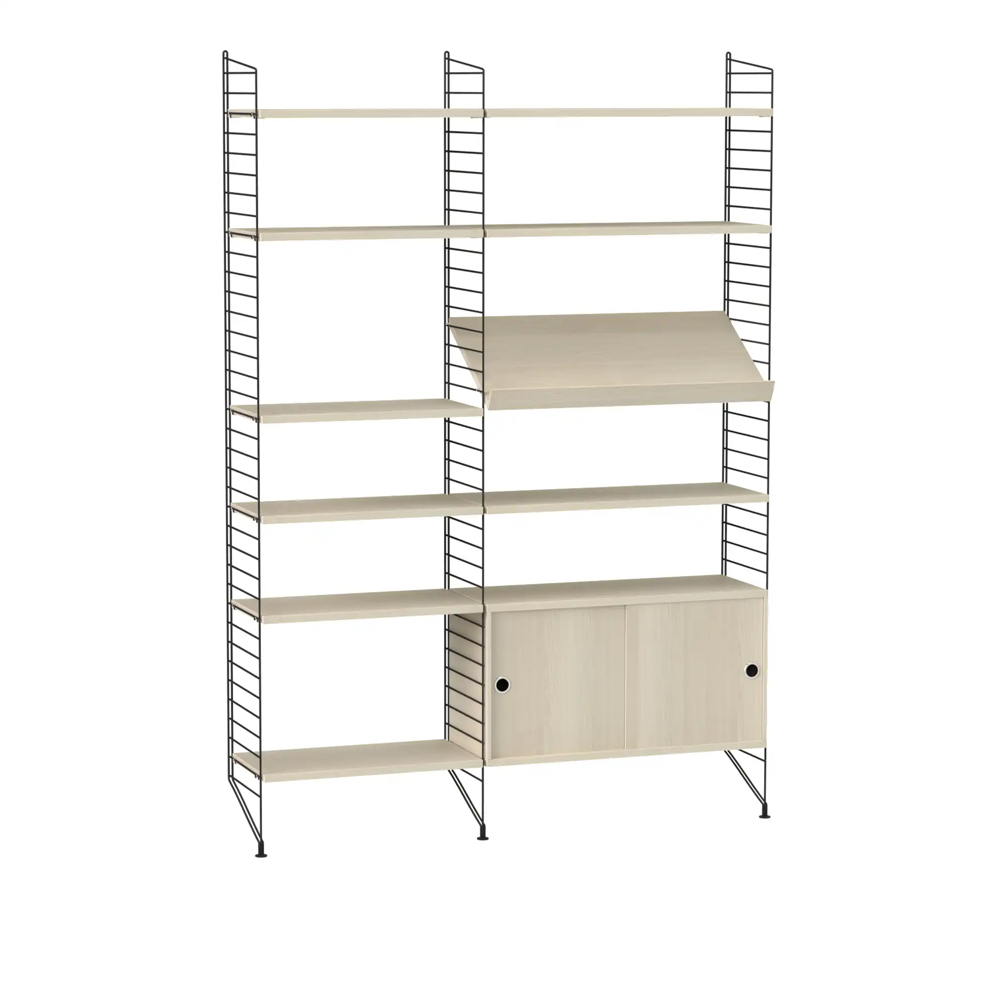 Vardagsrum hyllsystem H ask/svart