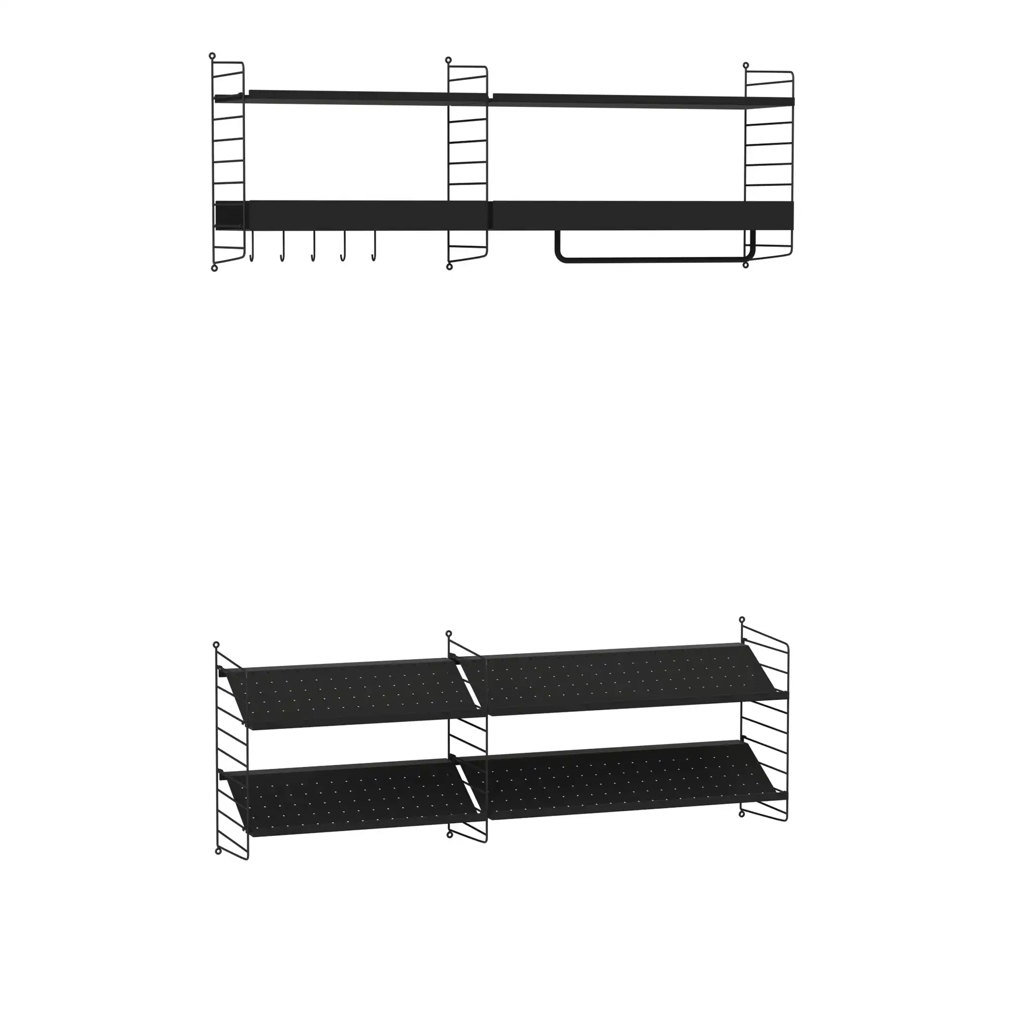 Hall hyllsystem H black vit/vit