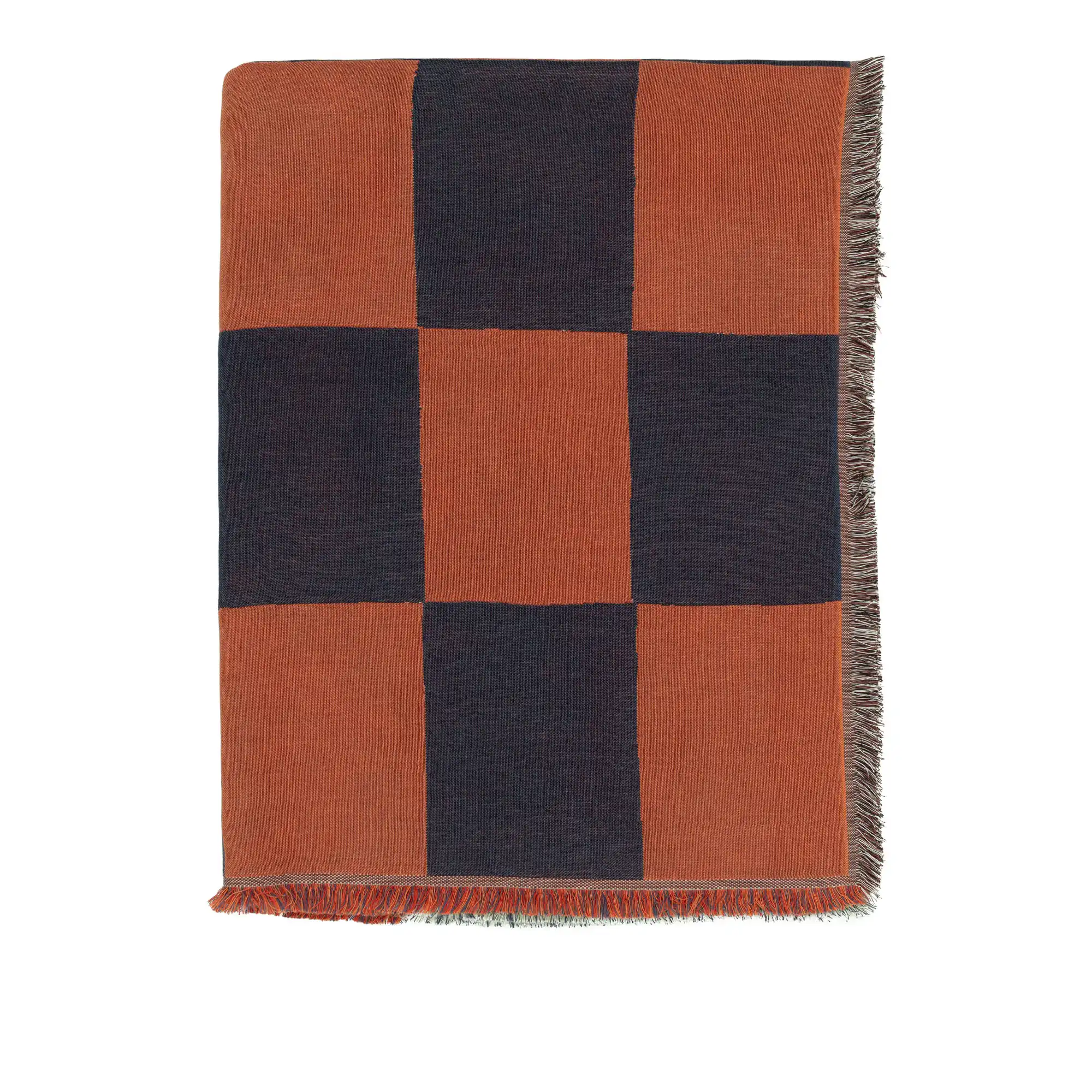 Kukko ja kana pläd 130x170 cm off white, dark blue, orange red