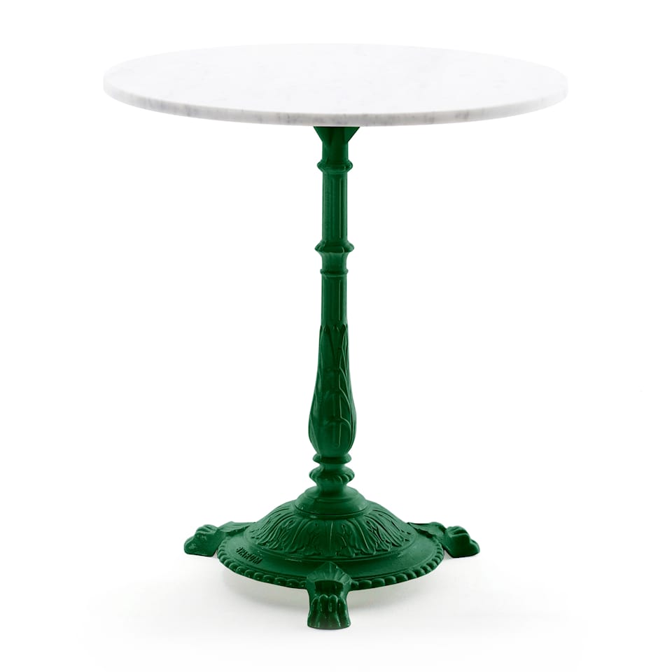 Classic Café Table Carrara Marble/Green Lacquered Aluminum