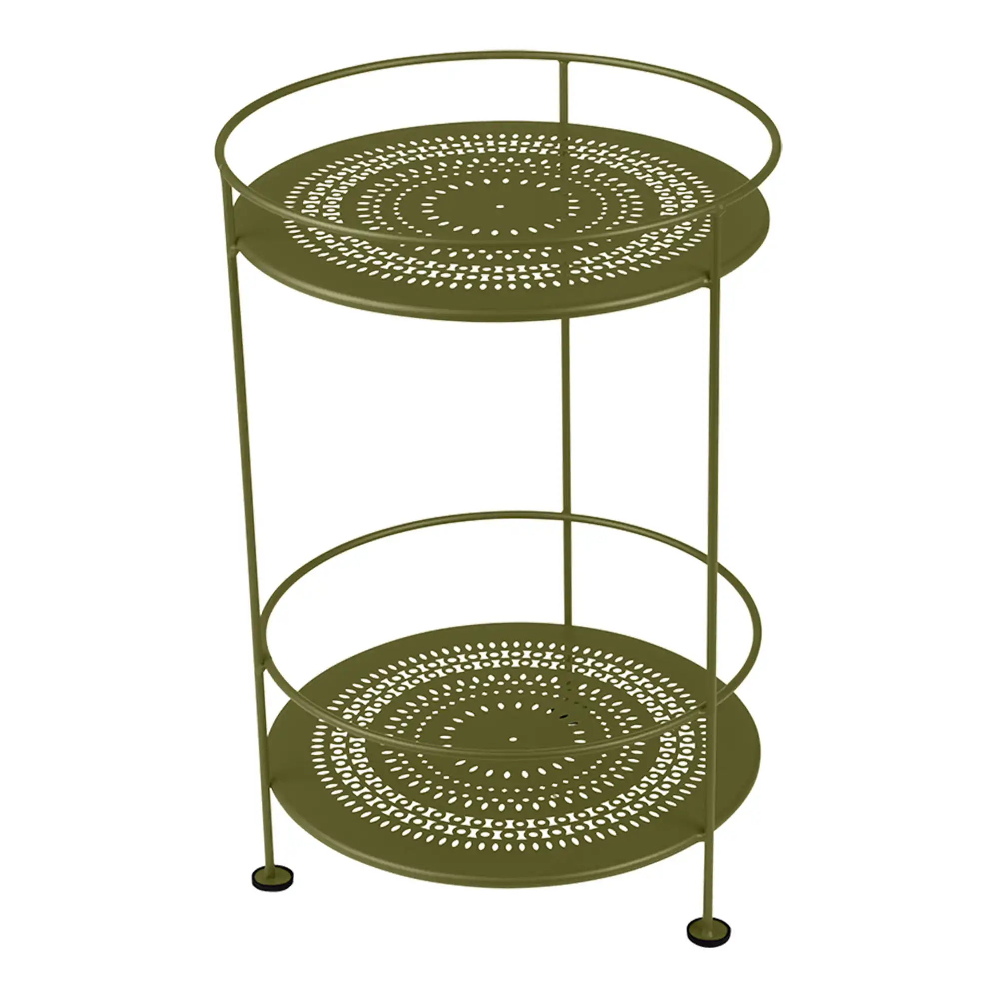 Guinguette Side Table With Perforated Double Top, Pesto