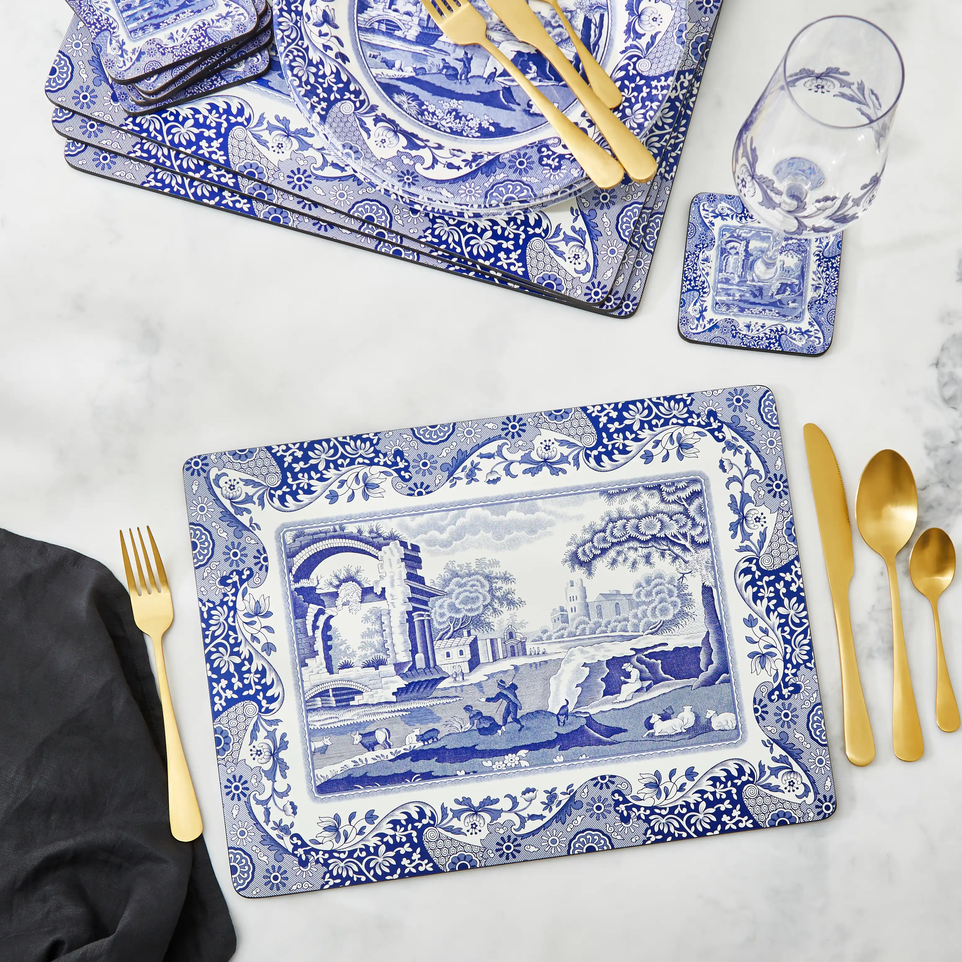 Blue italian bordsunderlägg 4-pack