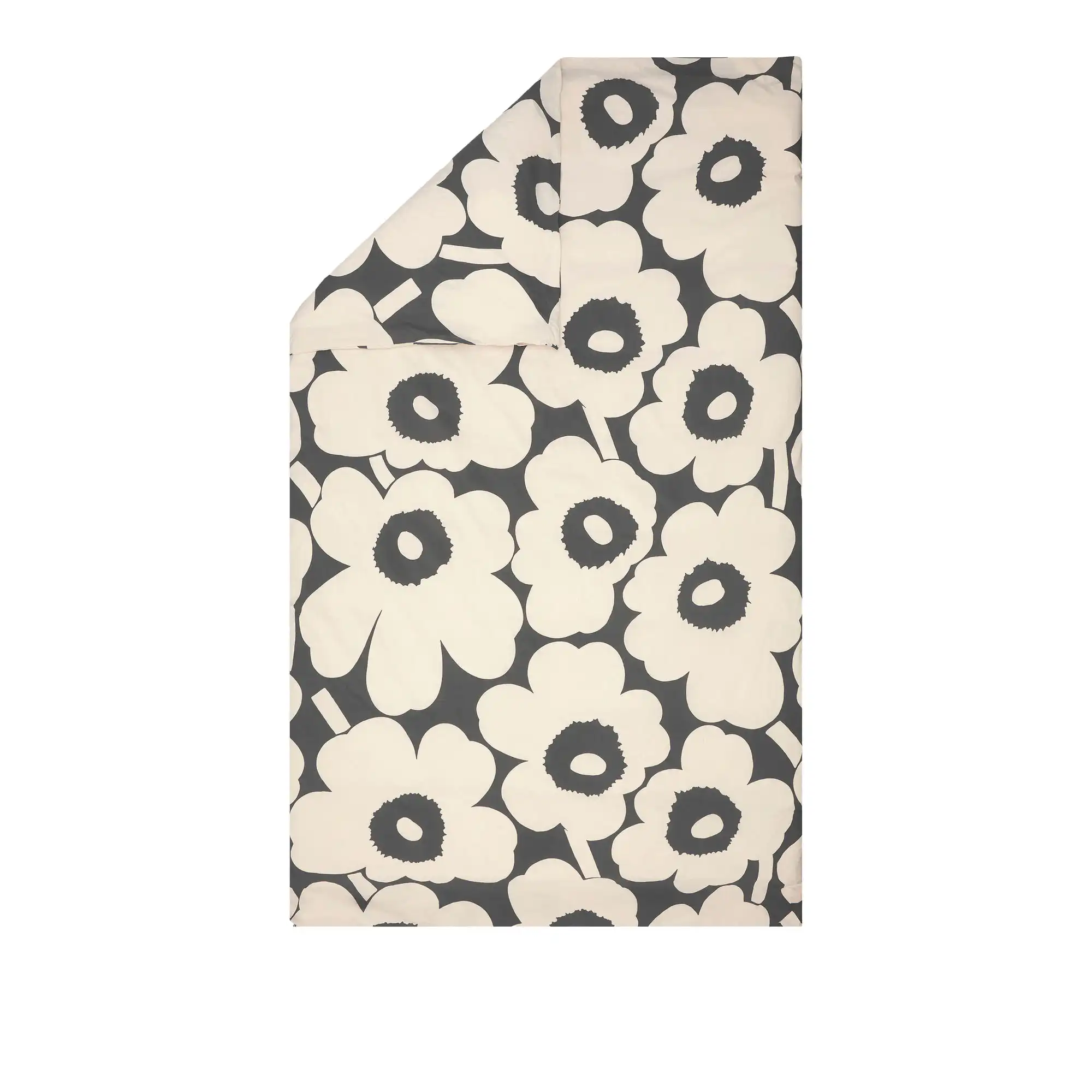 Unikko påslakan charcoal, off white