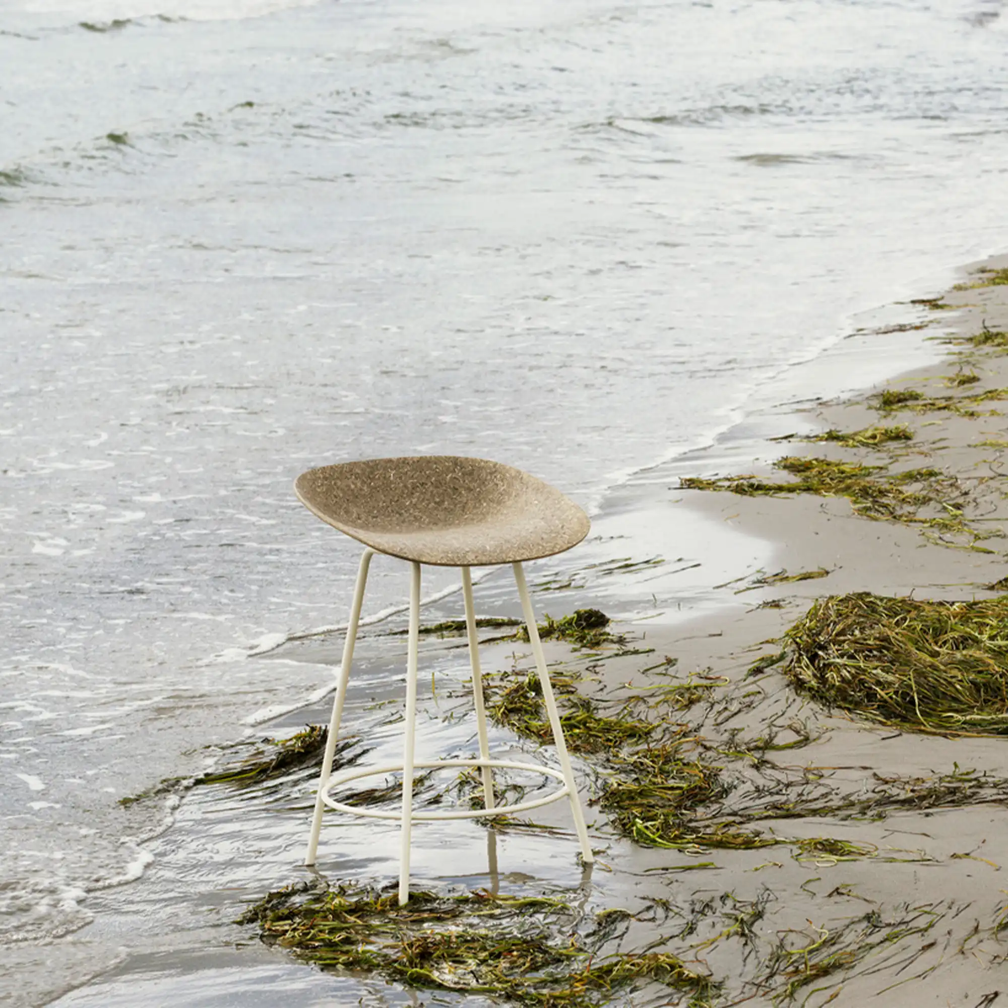 Mat Barstool 65 cm Cream Steel