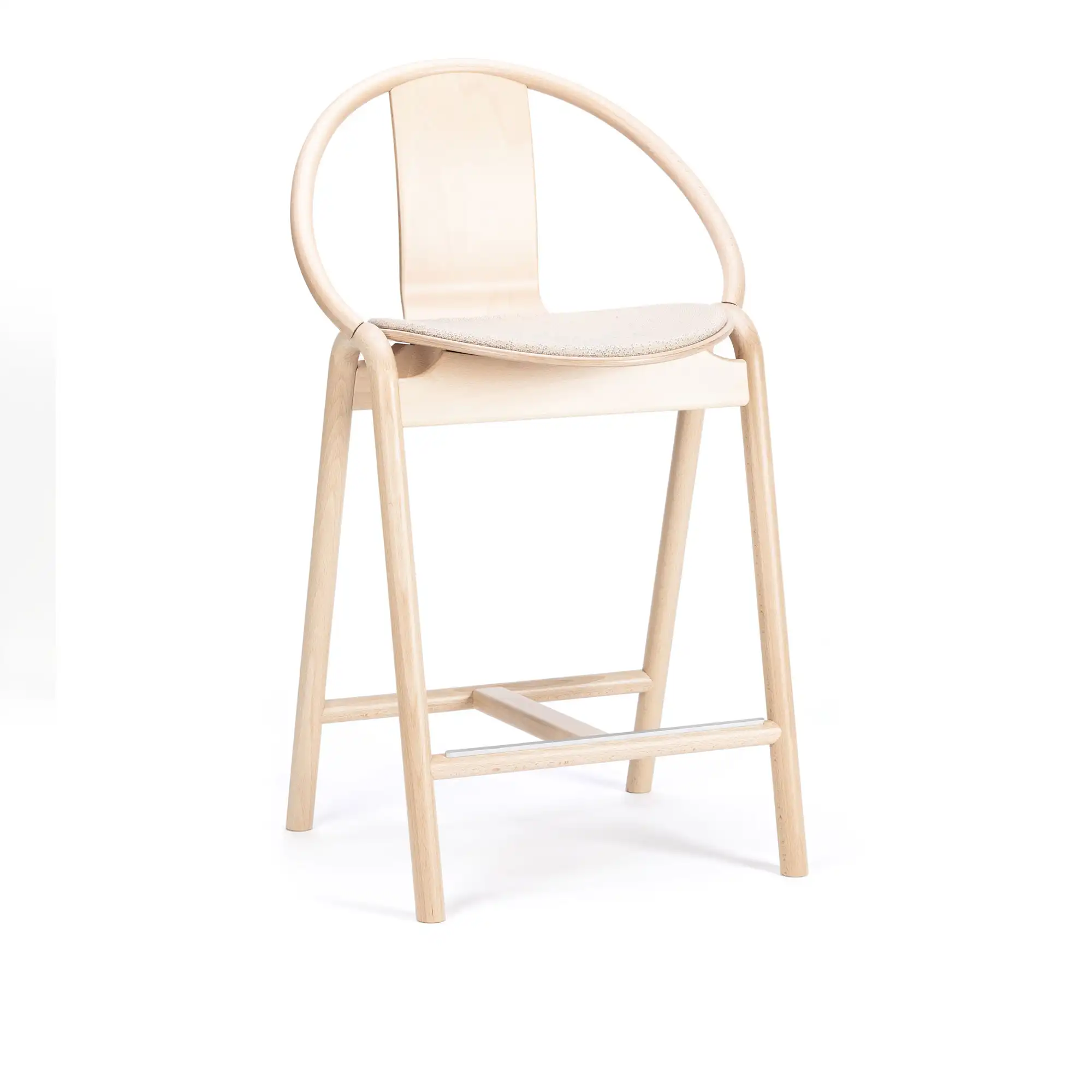 313 06 Again Barstool Low Natural Beech Milkyway Powder