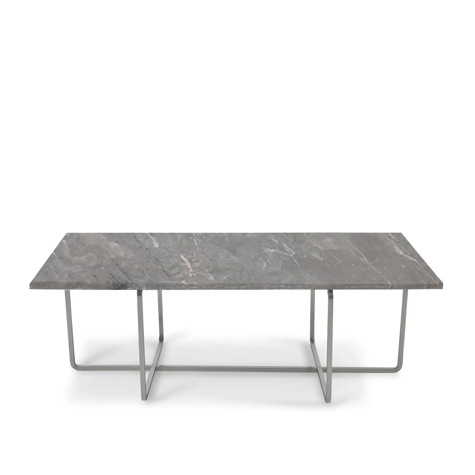 Ninety Table High Stainless Steel Frame Top Grey Marble