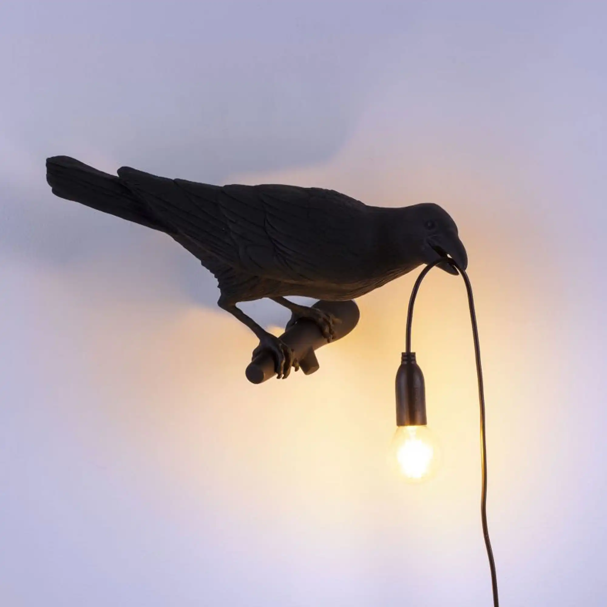 Bird Lamp Looking Right - Svart