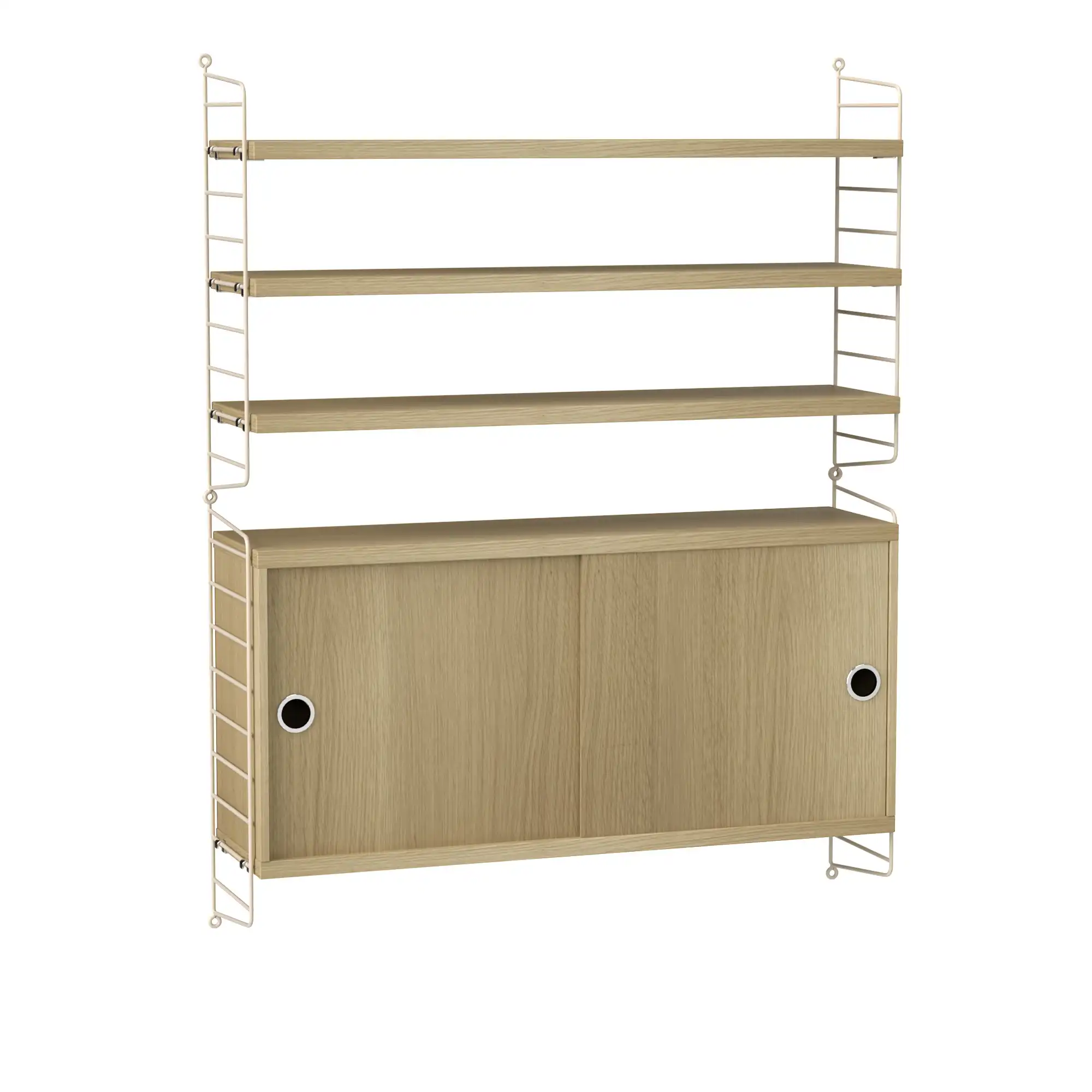 Vardagsrum hyllsystem I ek/beige