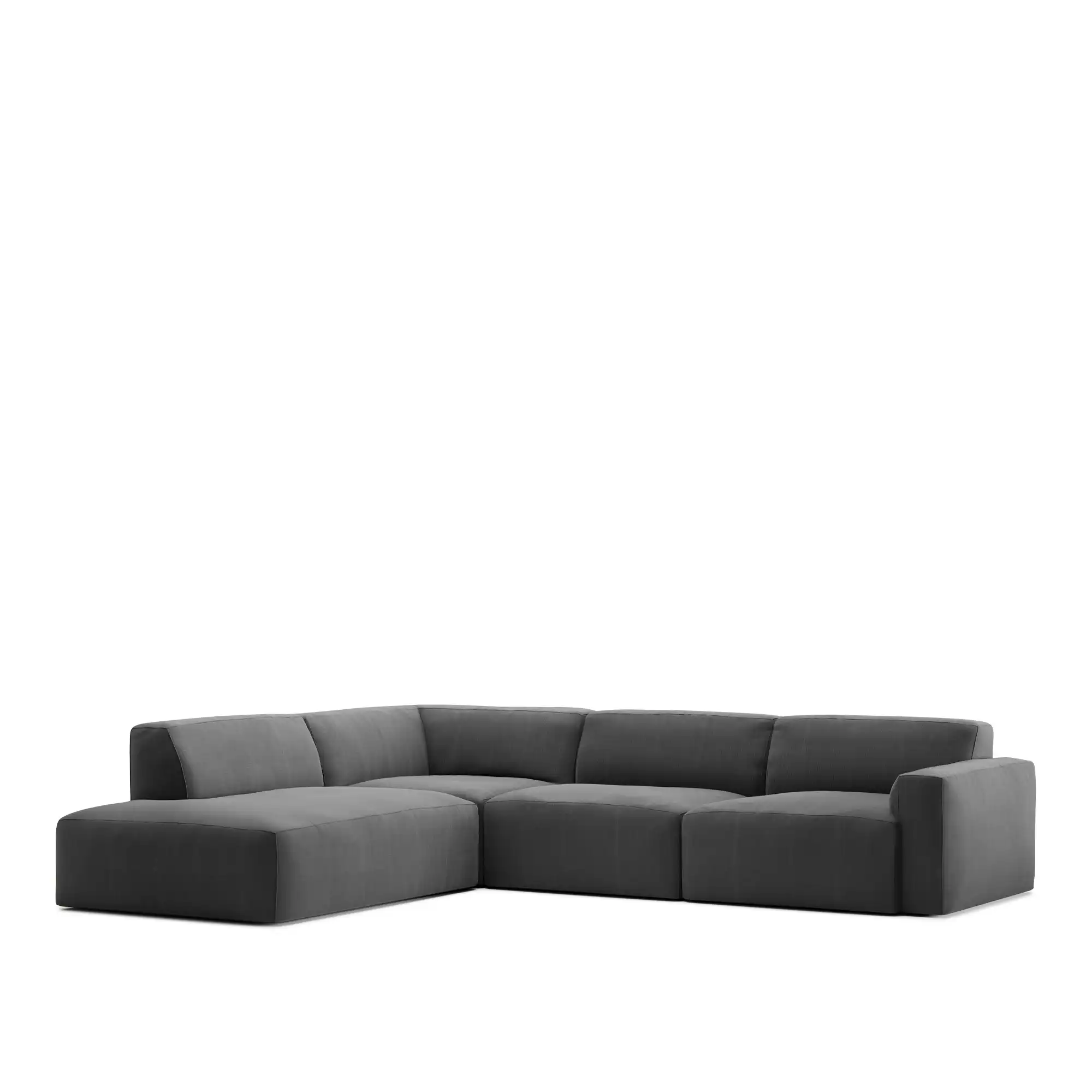 Brick 4-Seater Corner Open End Left - Shadow Dark Grey