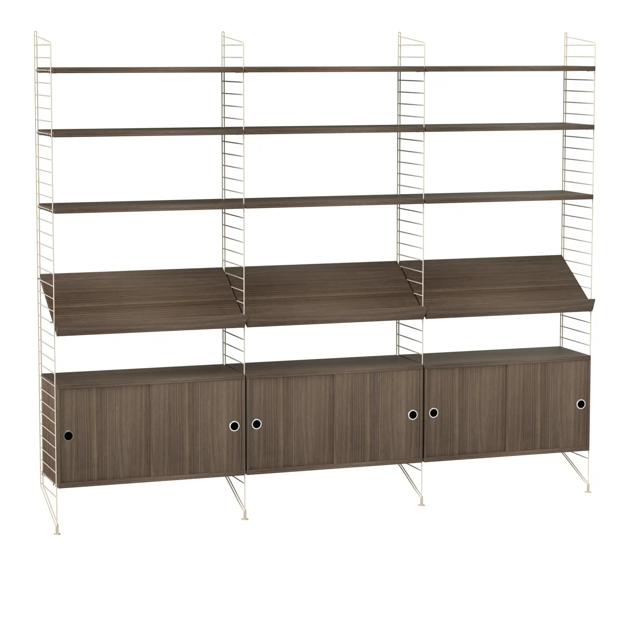 Vardagsrum hyllsystem G valnöt/beige