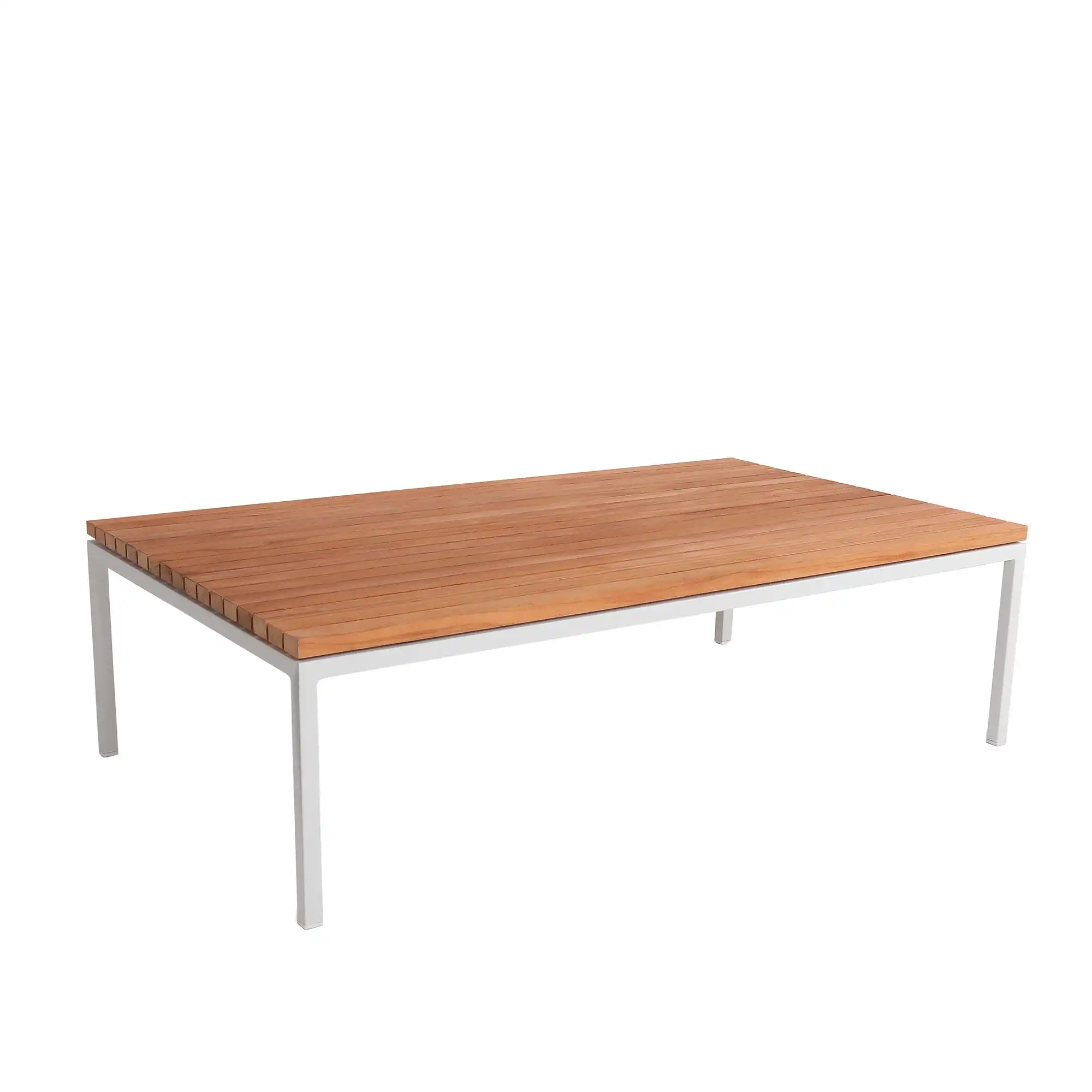 Bönan Lounge Table Small, Teak Table Top, Light Grey Aluminium Frame