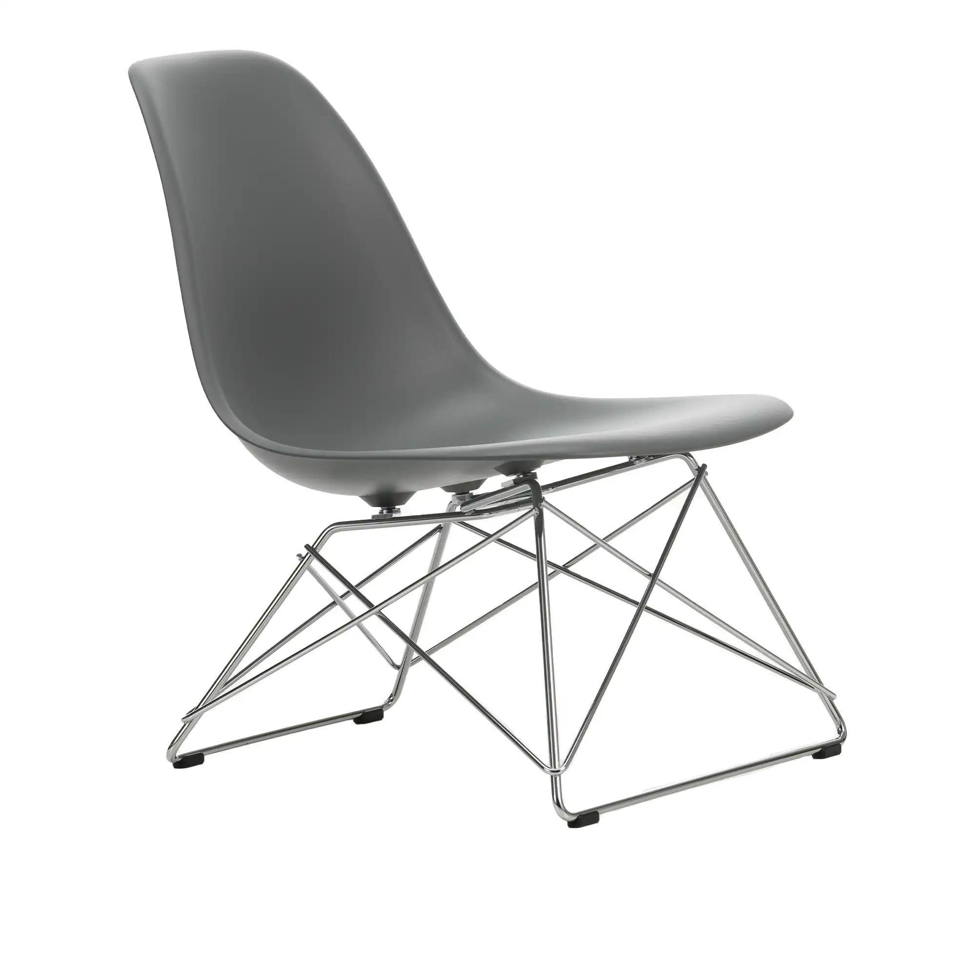 Eames RE Plastic Side Chair LSR 56 Granite Grey, Chromed Base