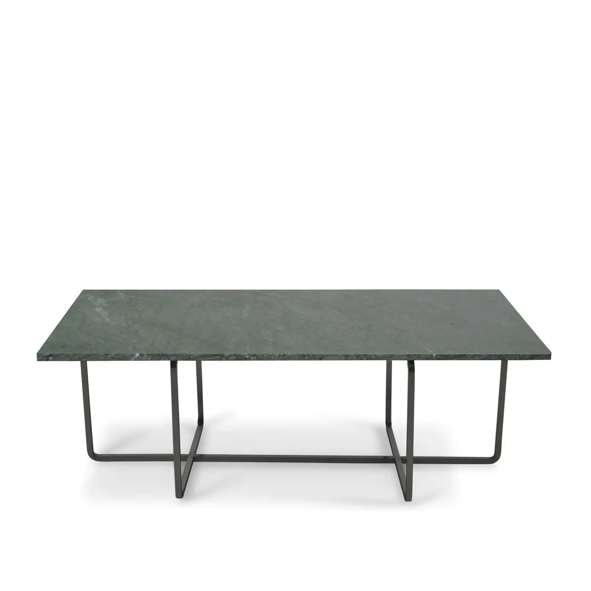 Ninety Table High, Black Steel Frame, Top: Green Marble