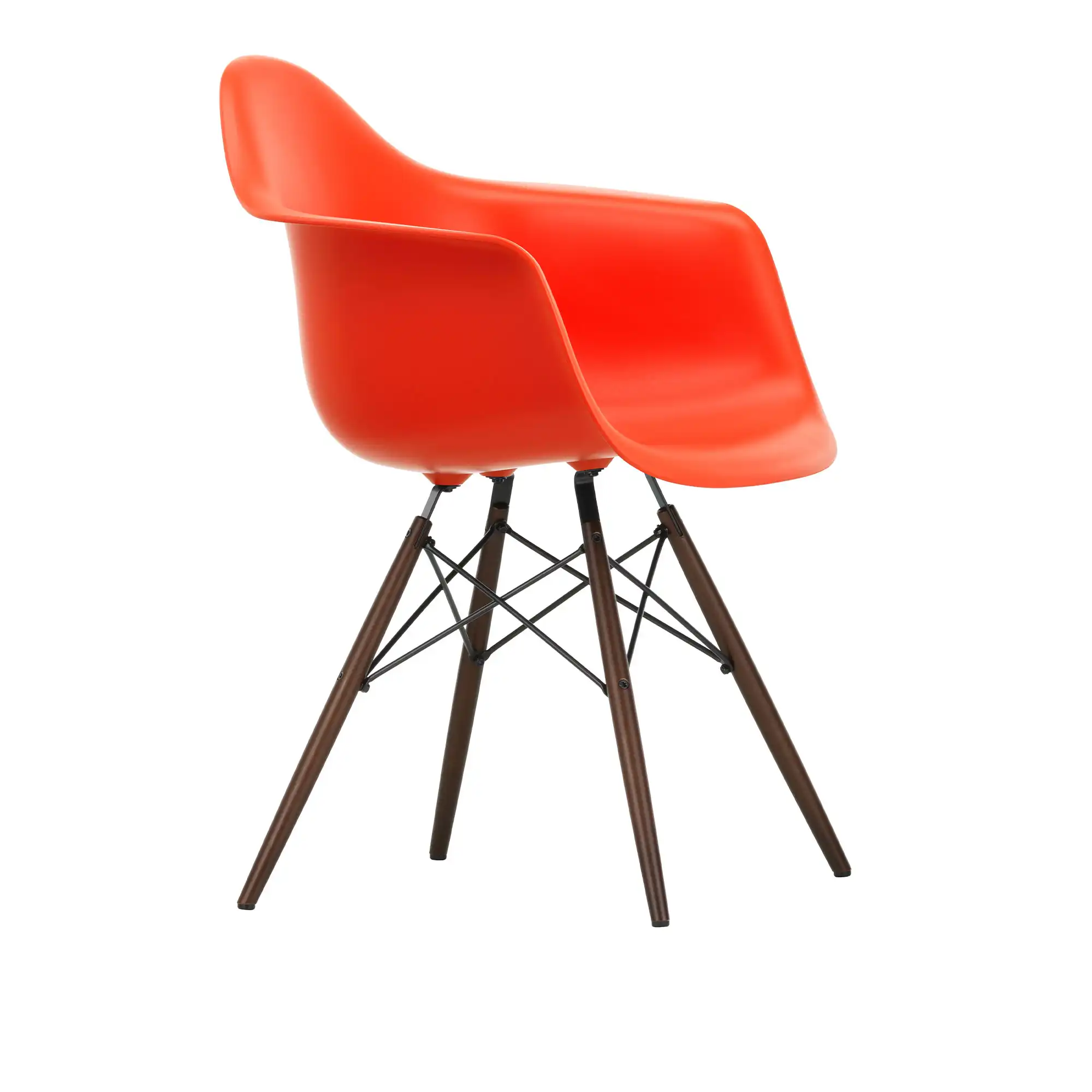Eames Plastic Armchair DAW - 03 Poppy Red - Dark Maple
