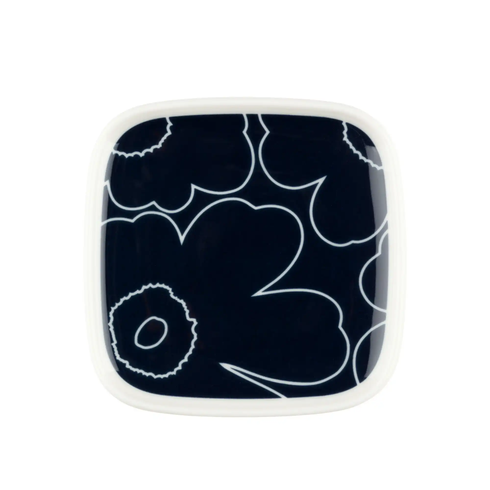 Piirto unikko tallrik 10x10 white, dark blue