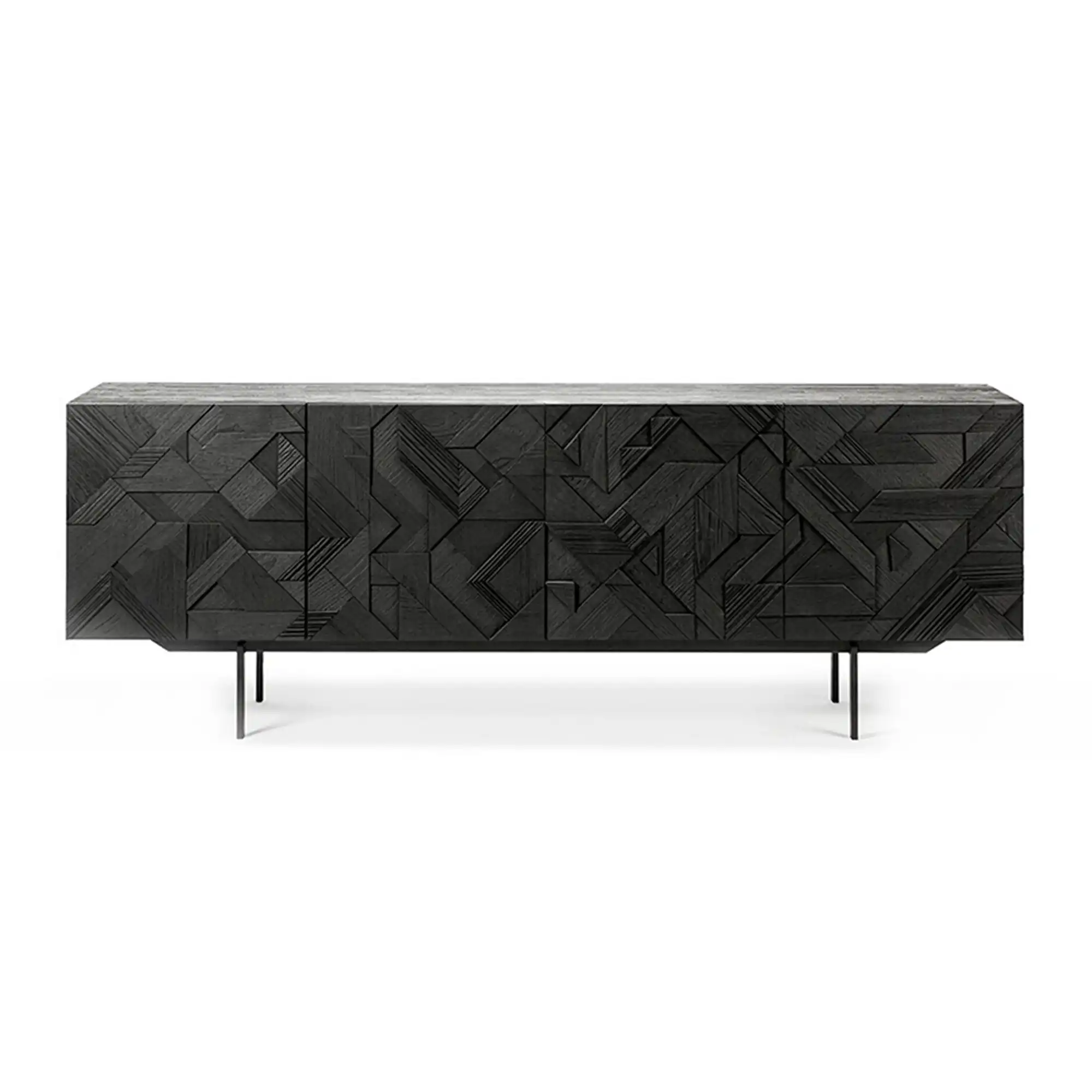 Teak Graphic Black Sideboard